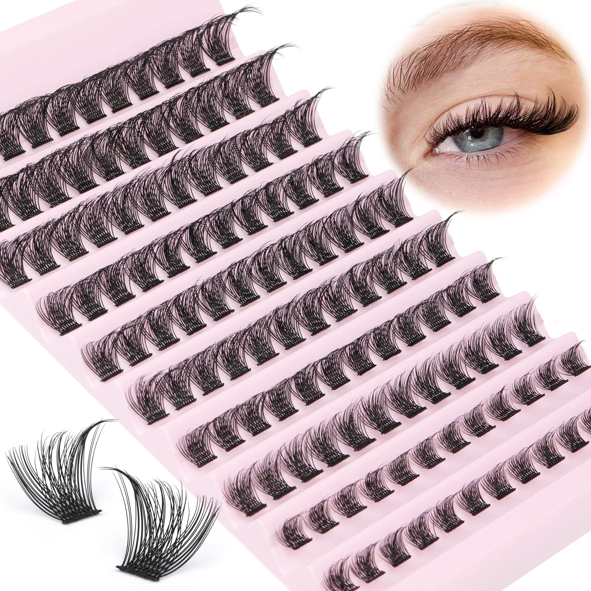 Natural Wispy Cluster Lashes 8-16mm - DIY Eyelash Extensions D Curl Fluffy Lashes for Natural Look | Focipeysa | Perfect for Daily Wear, Parties & Special Occasions