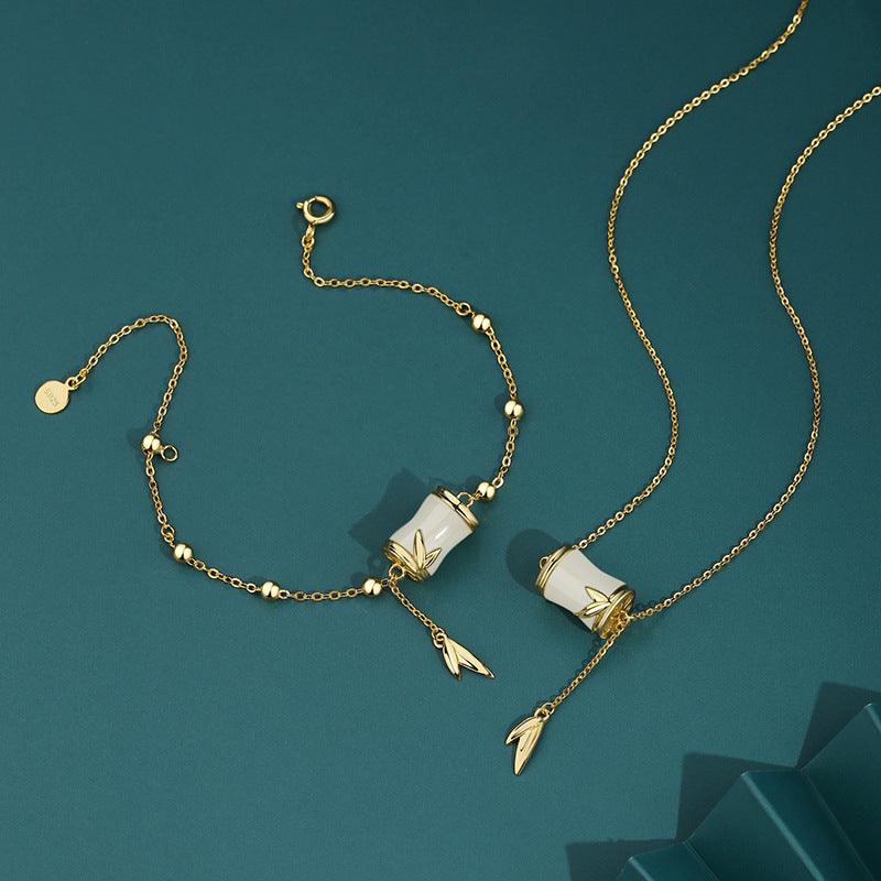 S925 Sterling Silver Bracelet & Necklace Set with Natural Tianyuzhu Beads - Elegant Jewelry Gift for Women, Perfect for Weddings, Parties & Daily Wear