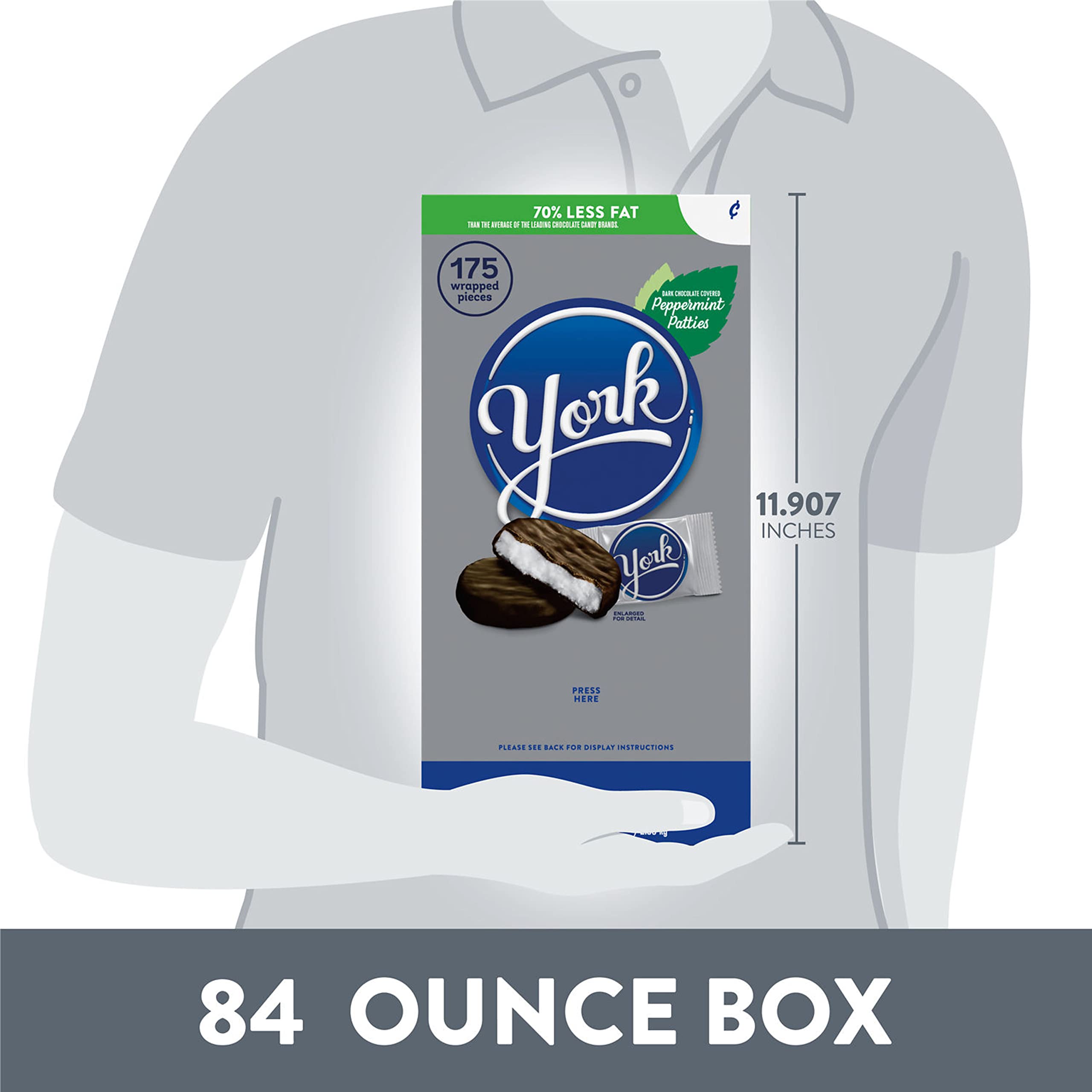 YORK Dark Chocolate Peppermint Patties - 84 oz Bulk Candy Box (175 Pieces) - Perfect for Holiday Gifts, Party Favors & Office Snacks