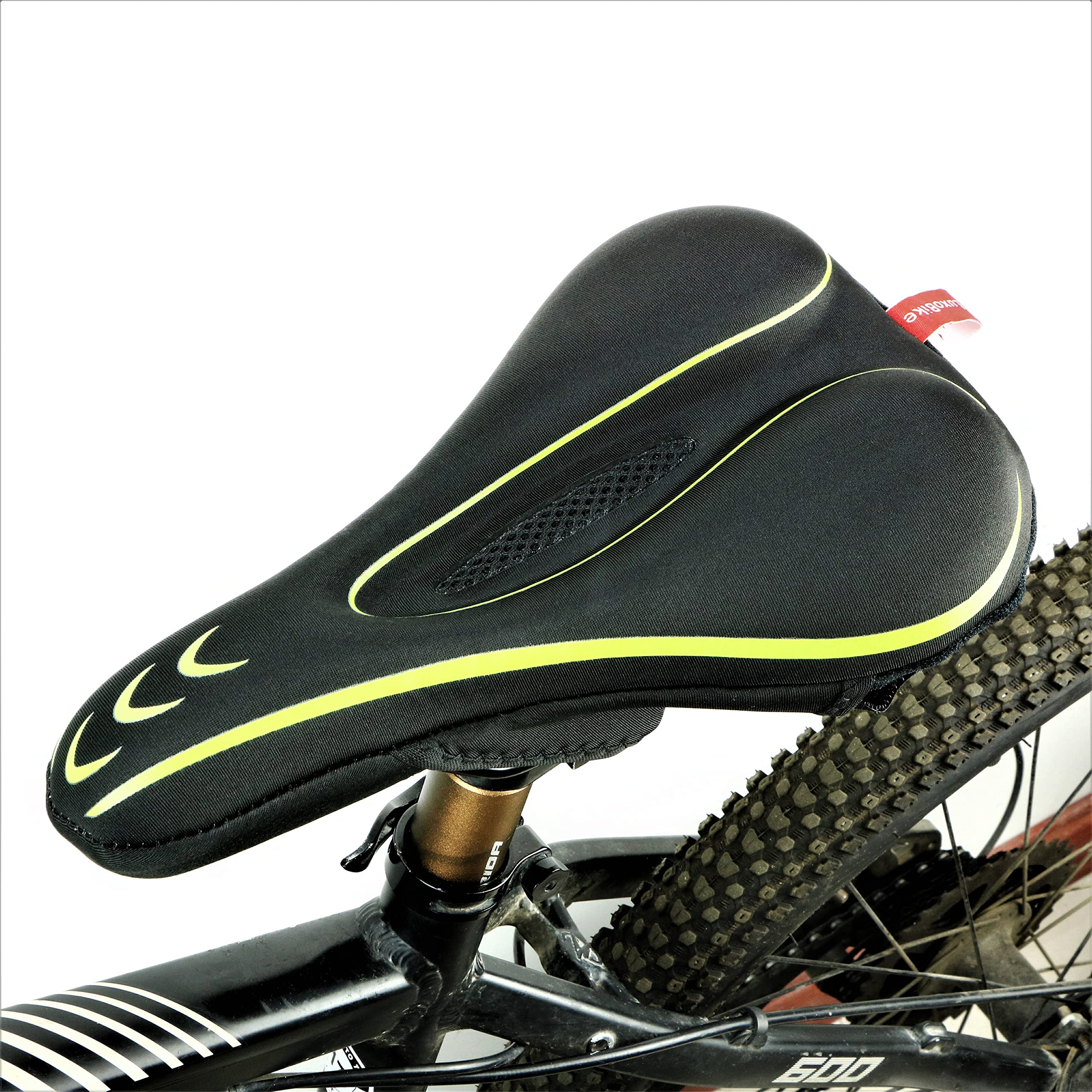Premium Gel Bike Seat Cover - Extra Padded & Comfortable Bicycle Seat Cushion for Men & Women - Soft Silicone Cycling Seat Pad for Mountain/Road Bikes - Ideal for Outdoor Cycling, Stationary Bikes & Spin Classes - Relieves Pressure During Long Rides