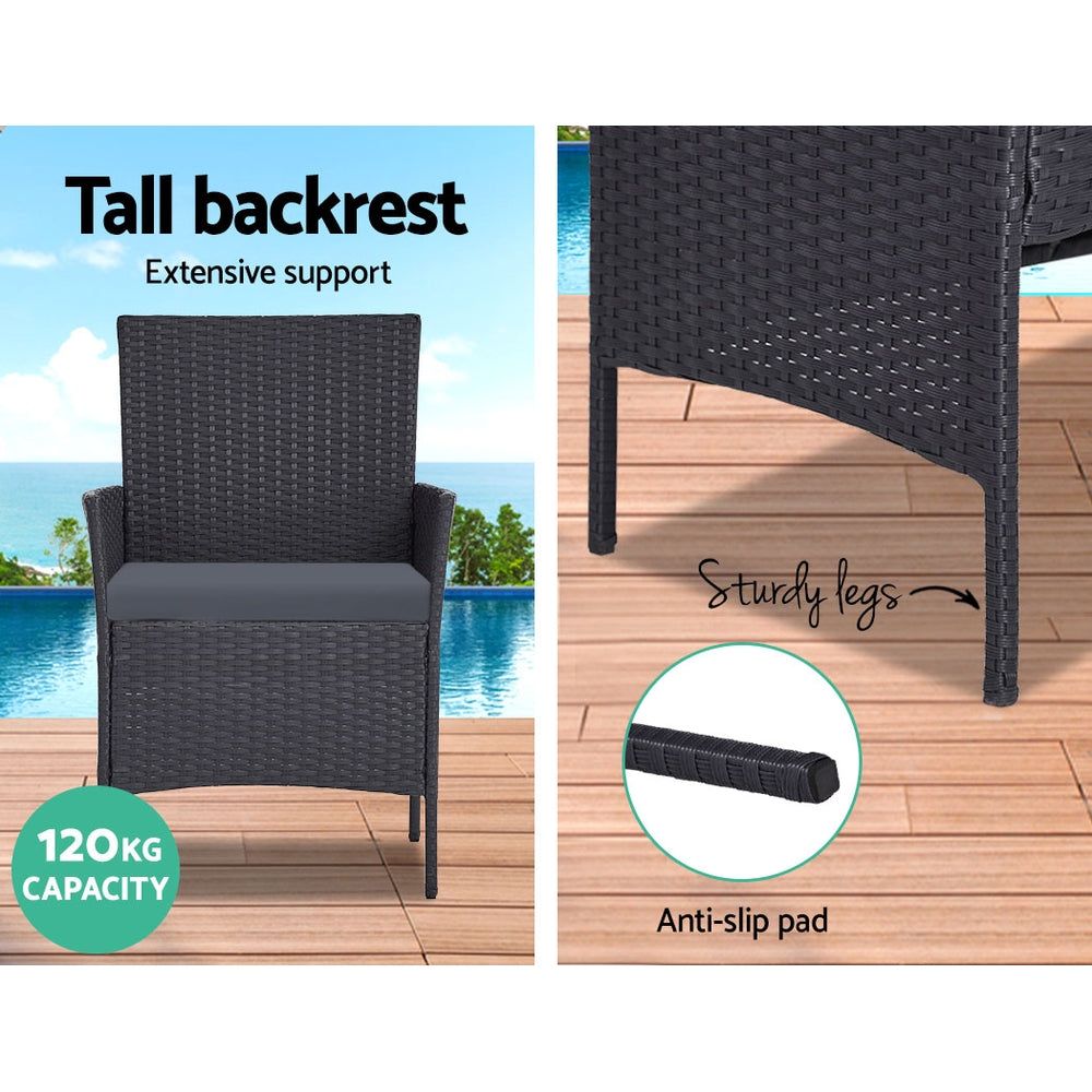 Gardeon 4-Piece Outdoor Patio Furniture Set - All-Weather Wicker Lounge & Dining Chairs with Table - Perfect for Backyard, Garden, Poolside Relaxation and Entertaining