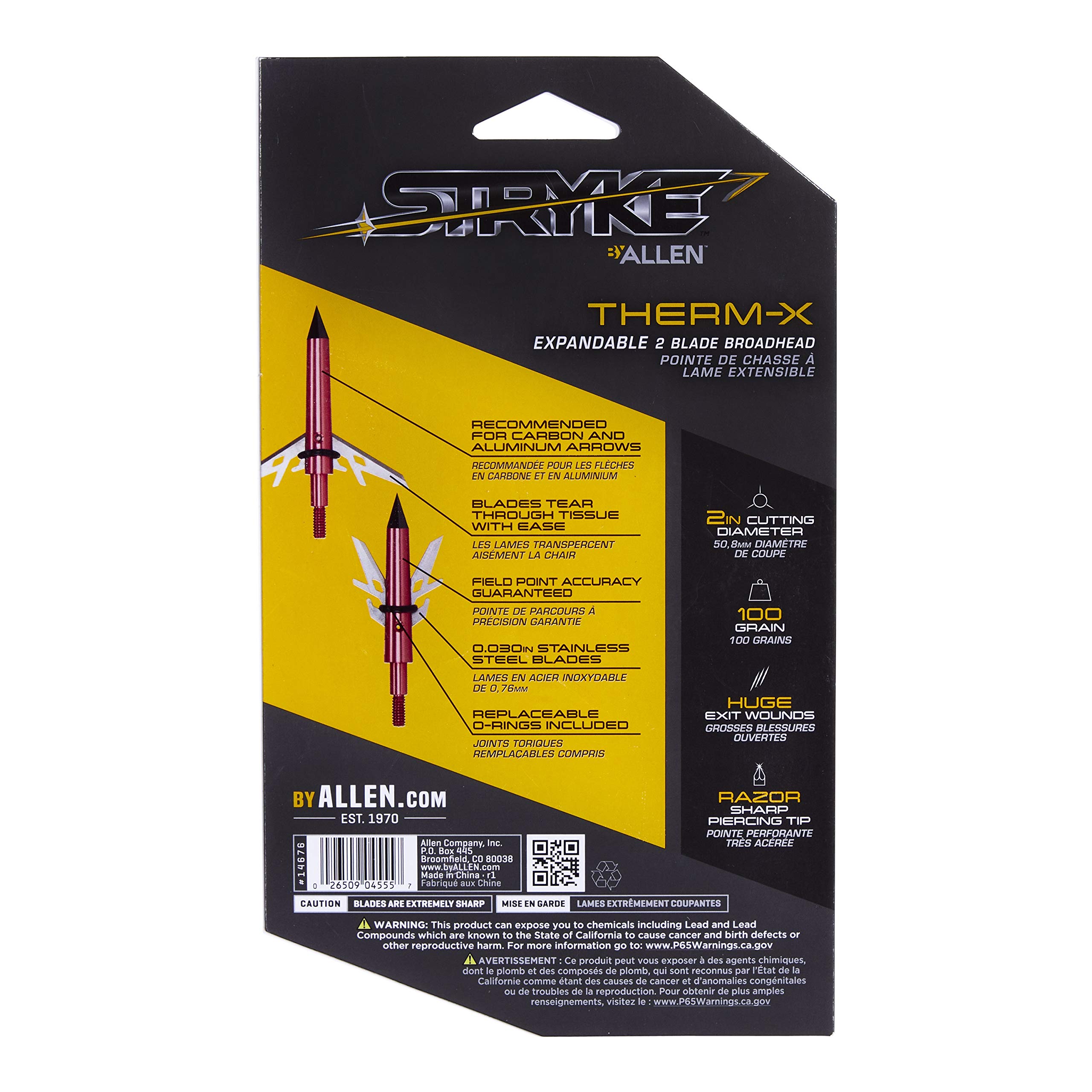 Stryke Therm-X 2 Blade Broadhead 100-Grain 3-Pack for Hunting