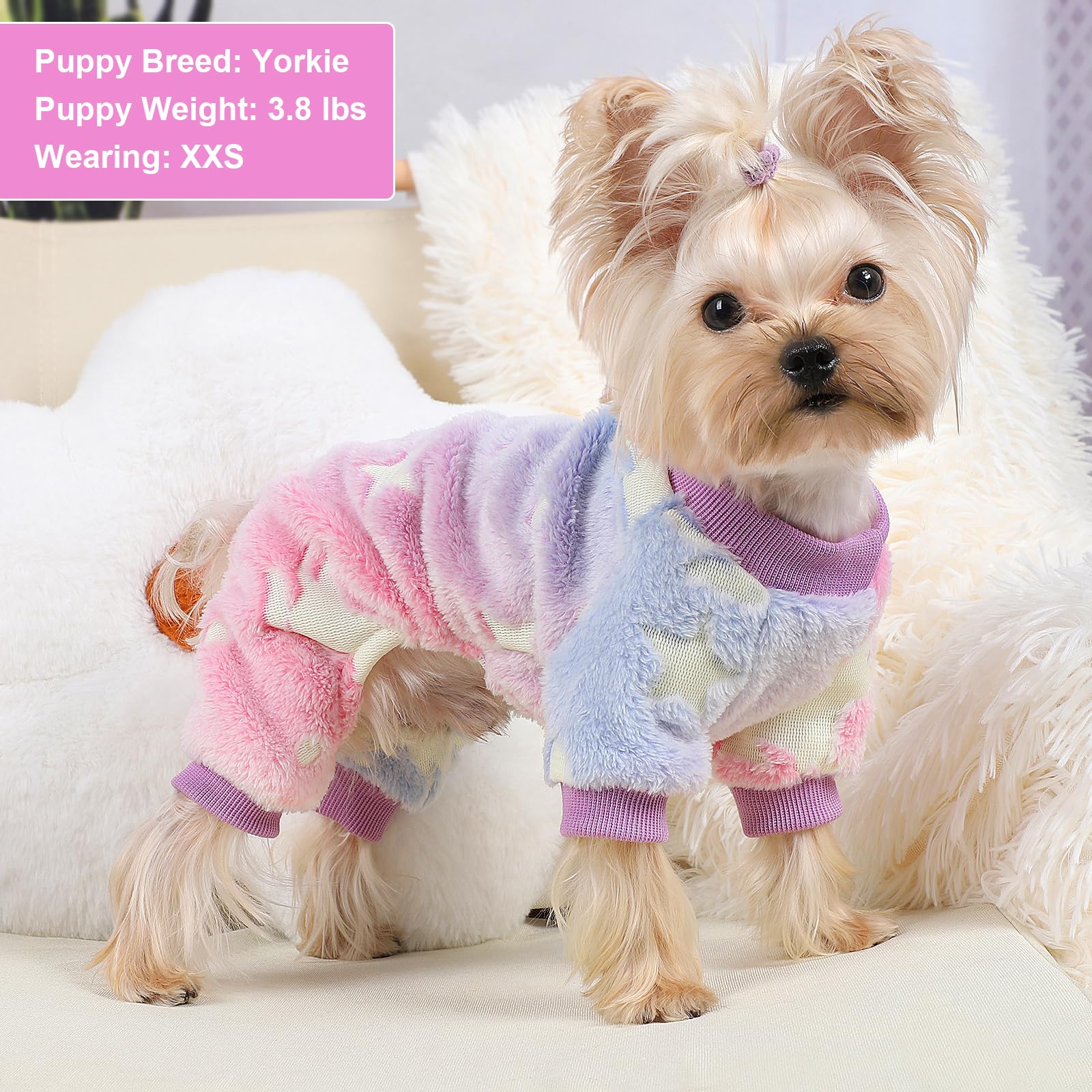 XXS Fleece Dog Sweater for Small Dogs - Winter Warm Pet Clothes with 4 Legs, Cozy Pajamas for Chihuahua & Yorkie, Pink Dog Apparel | Perfect for Indoor Lounging & Outdoor Winter Walks