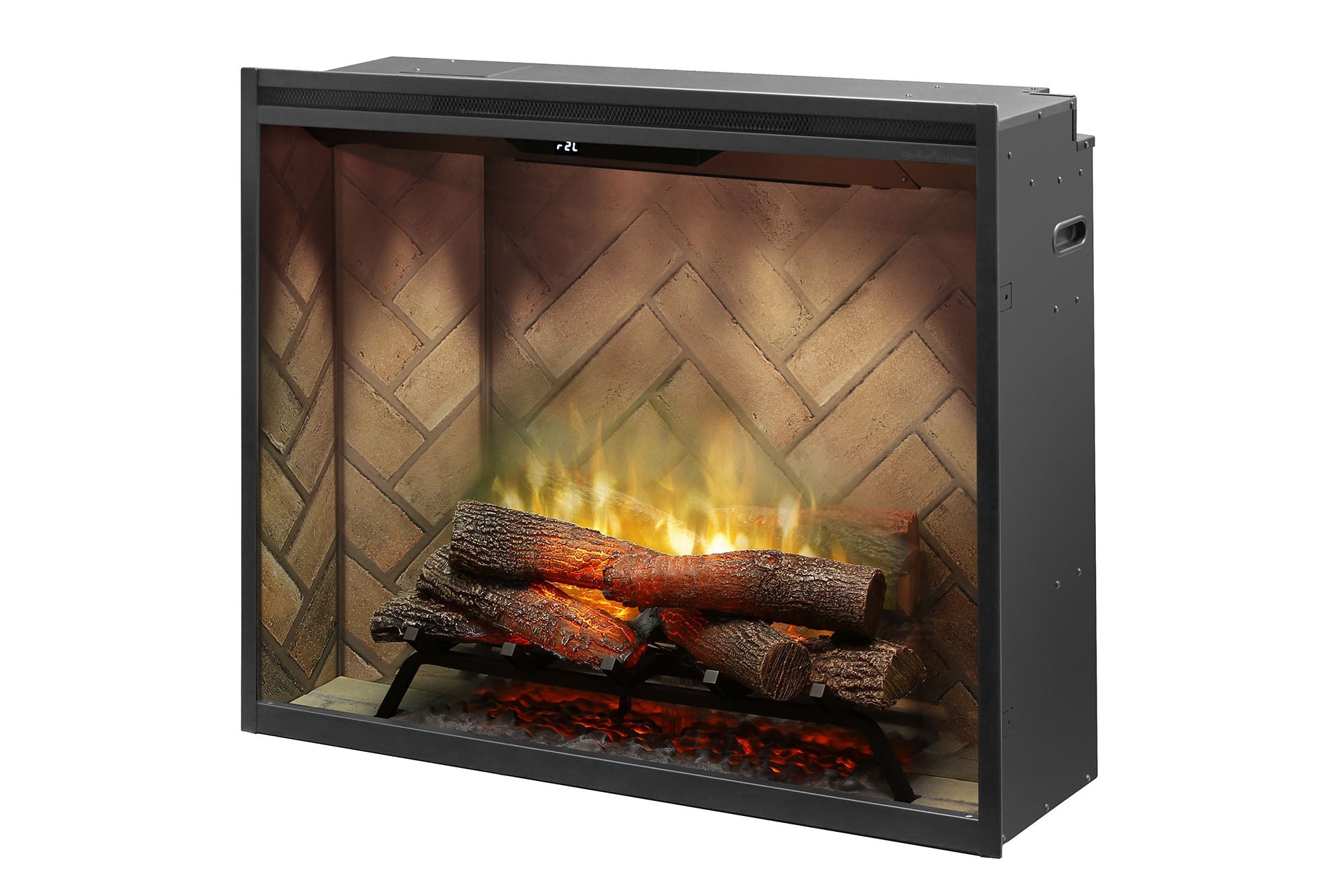 Dimplex Revillusion Portrait 36 Inch Built-In Electric Fireplace Insert with Realistic Glass Flame & Plug Kit | Herringbone Brick Design | Perfect for Living Room, Bedroom & Office Heating