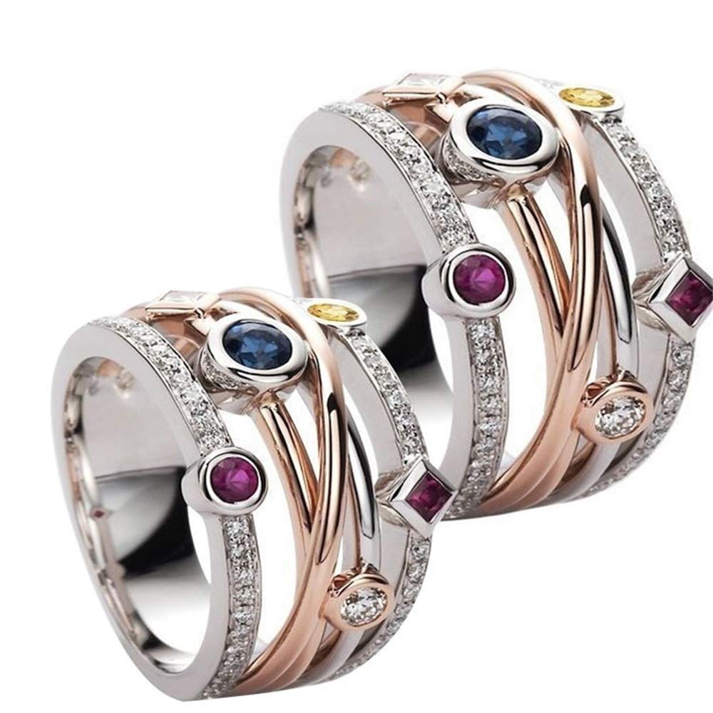 925 Sterling Silver Full Diamond Cross Ring for Women - Colorful Cubic Zirconia Geometric Gemstone Eternity Band, Shiny Multi Row Engagement Wedding Ring | Perfect for Valentine's Day, Anniversary Gifts & Everyday Fashion Jewelry