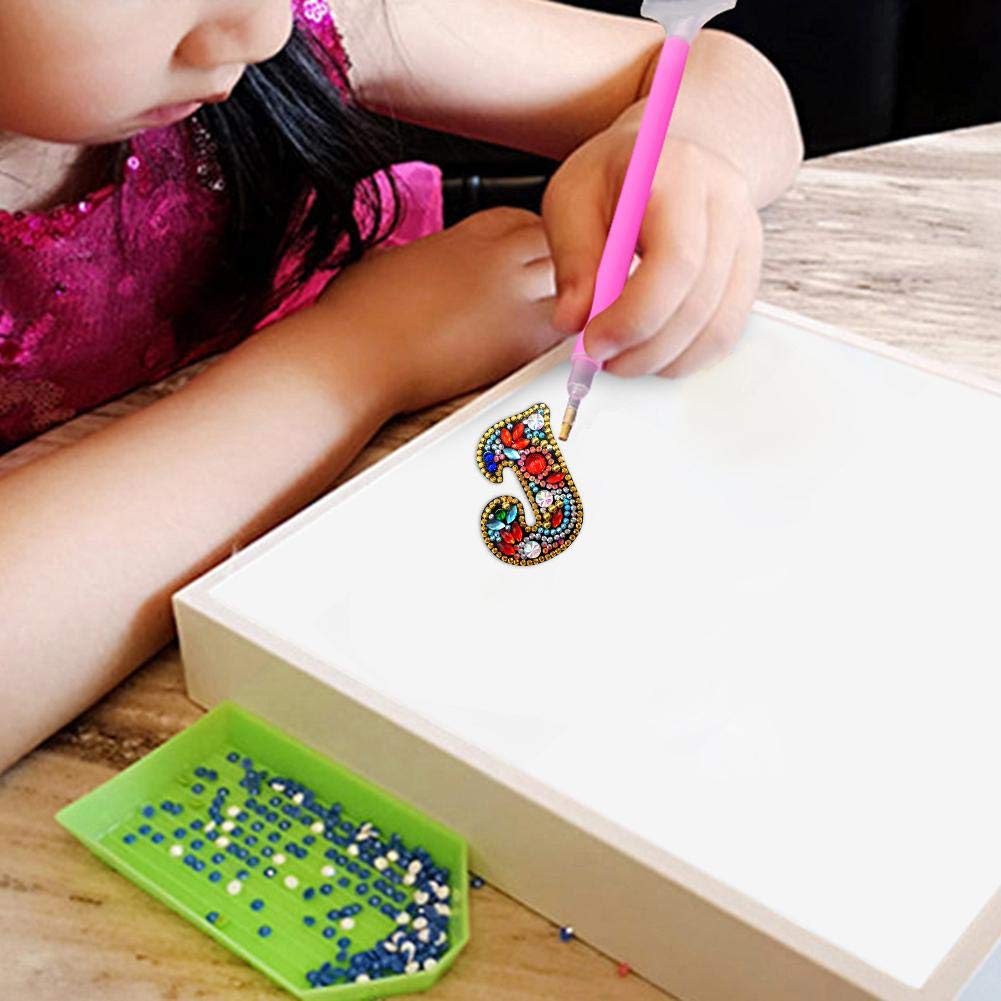 LUSandy DIY 5D Diamond Painting Keychain Kit - Full Drill A-Z Letter Keychains with Crystal Rhinestones, Mosaic Art by Numbers for Adults (Letter J) | Perfect for Gifts, Home Decor & Craft Projects