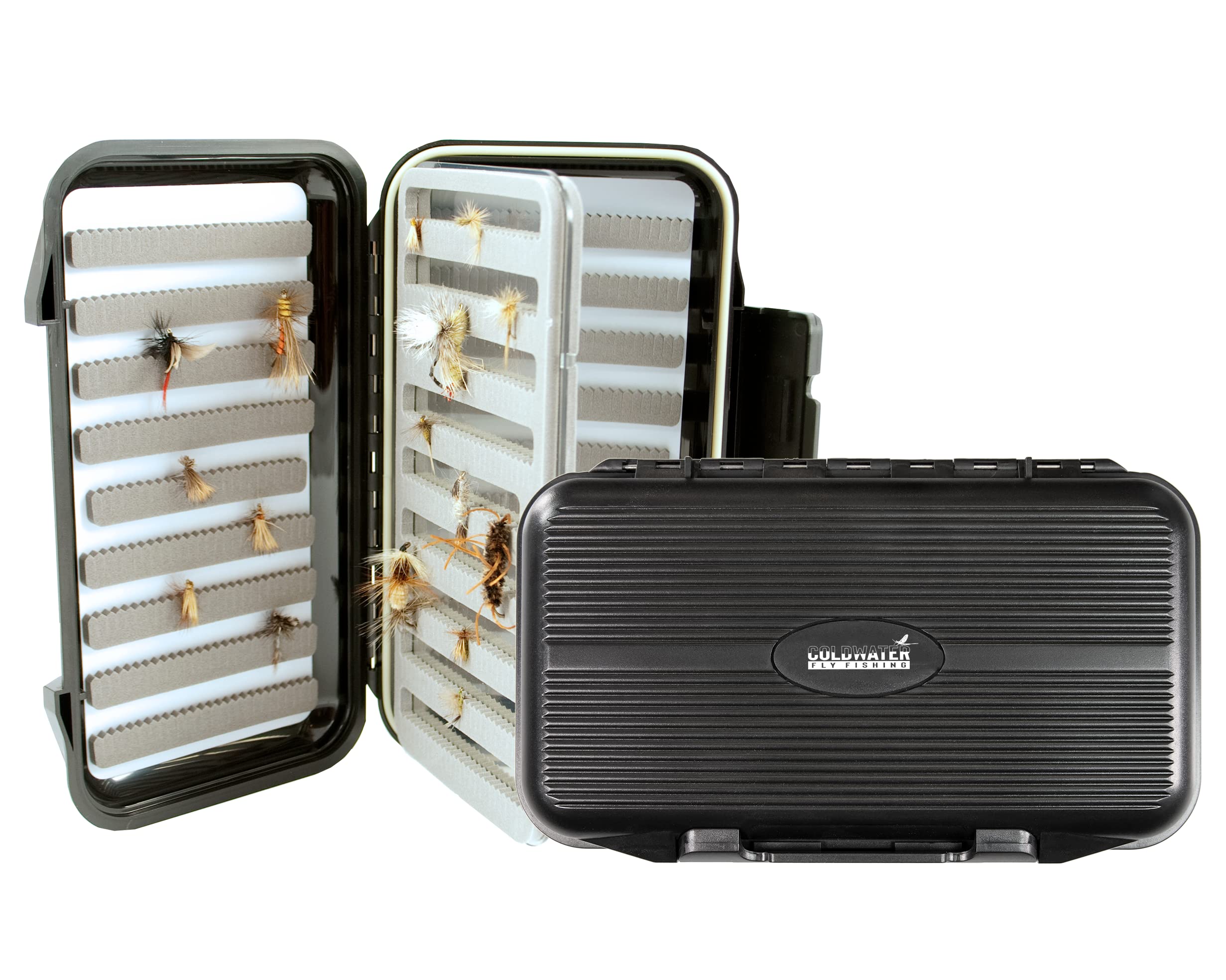 Large Fly Fishing Box with Swing Leaf Center - Durable Waterproof Fly Storage for Trout, Bass, and Saltwater - Perfect for Fly Fishing Trips and Outdoor Adventures