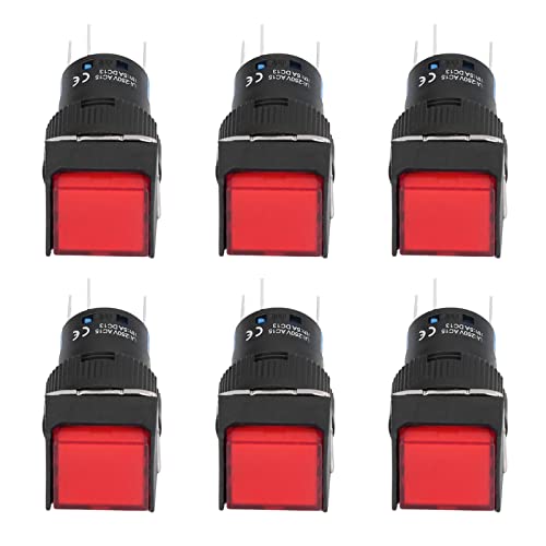 16mm Self-Locking Brass Push Button Switch - 24V 5A Flame Retardant ABS Shell - Red Tactile Switch for Home Appliances & DIY Electronics Projects (Perfect for Coffee Machines, Control Panels & Industrial Equipment)