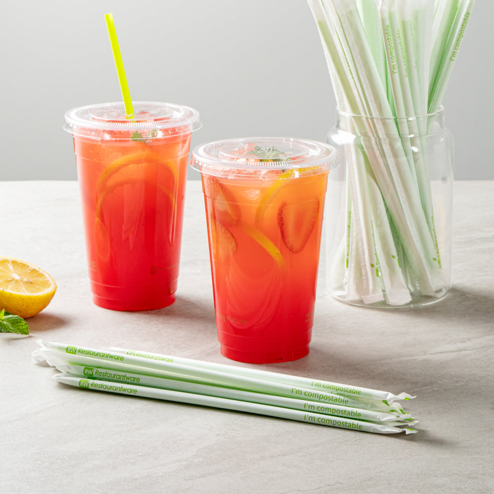 Eco-Friendly Compostable PLA/PBAT Plastic Straws - 8 1/4