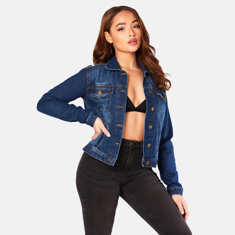 Women's Denim Jacket - 100% Cotton Jean Jacket in Regular & Plus Sizes with Adjustable Waist - Lightweight Summer Jacket for Casual Outfits, Outdoor Activities & Travel