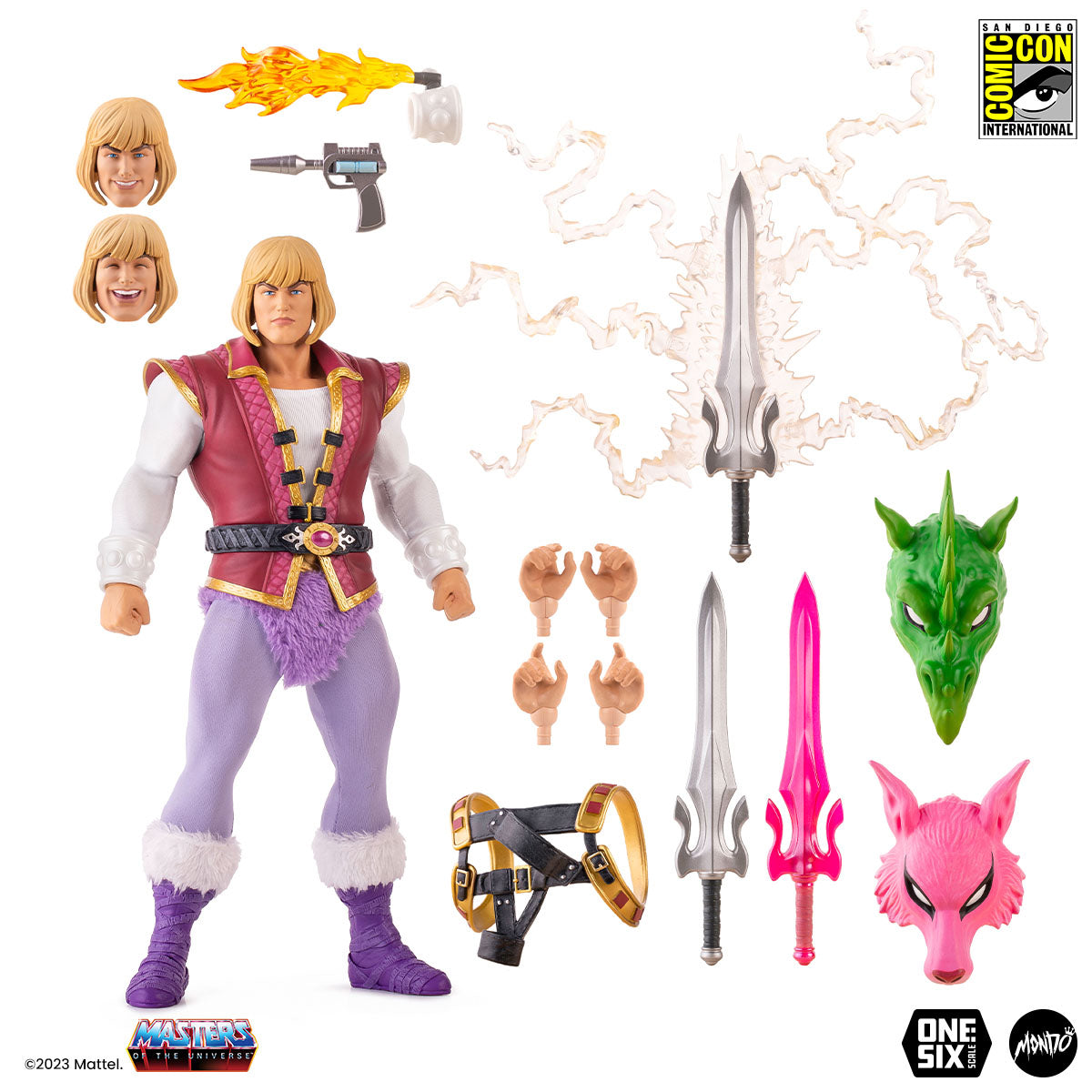 Masters of the Universe Prince Adam 1/6 Scale Action Figure SDCC Exclusive Collectible - Perfect for Display, Gifts, and Comic-Con Fans