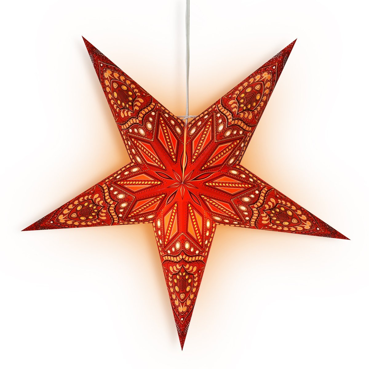 24 Pack Red Crystal Paper Star Lanterns for Wedding Party Decorations - Elegant Hanging Ornaments for Indoor/Outdoor Celebrations, Christmas, Baby Showers & Festive Events