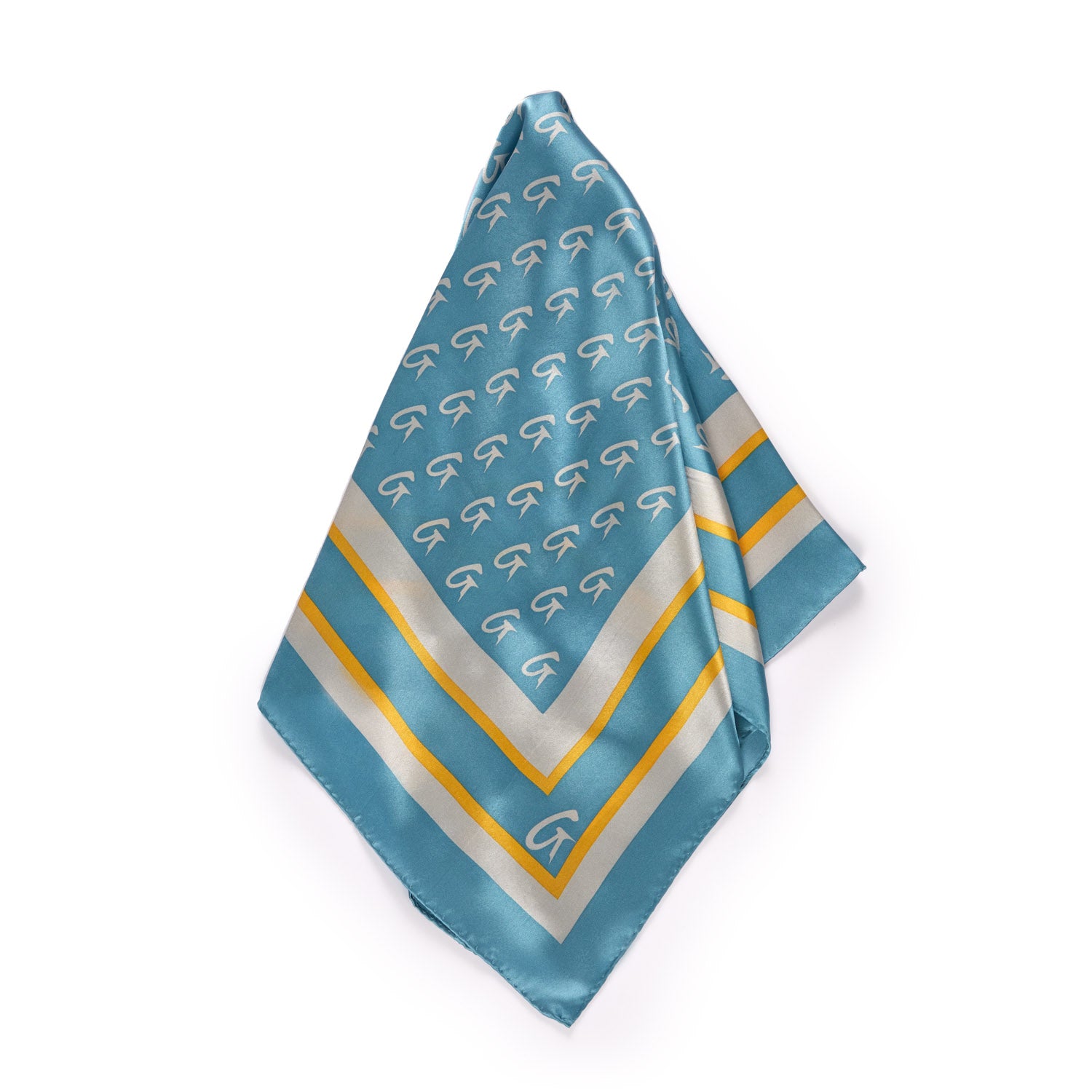 Luxury Monogram Silk Scarf - Medium Size in Blue & Gold | Elegant Fashion Accessory for Women, Perfect for Office, Parties & Special Occasions