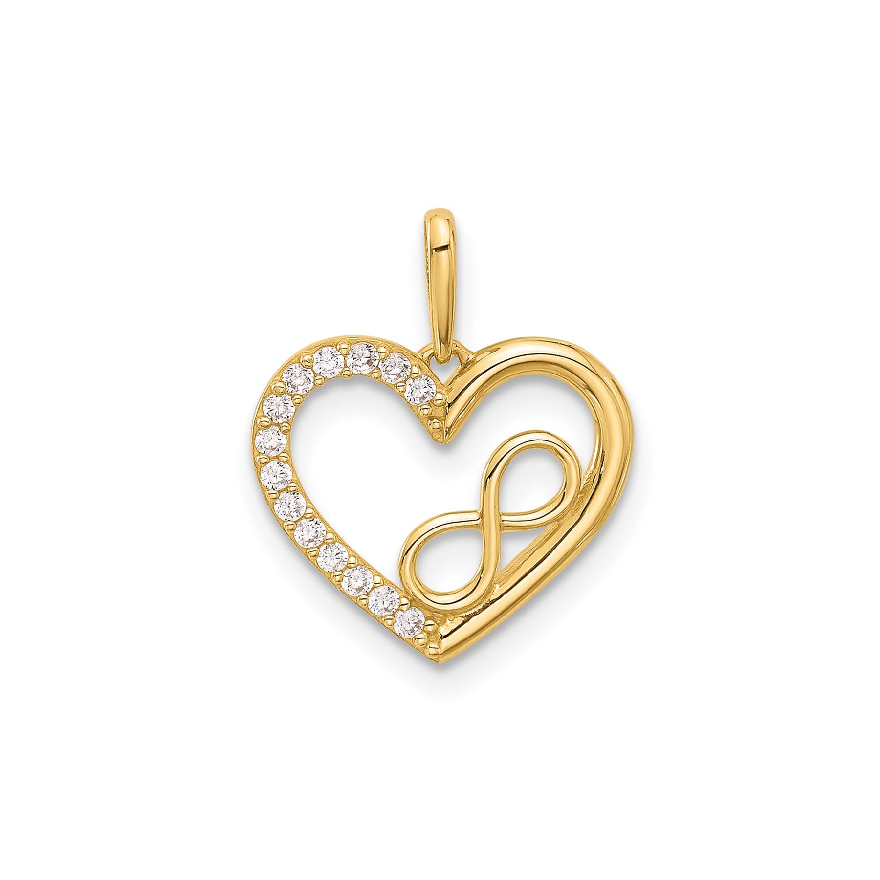 14K Gold Cubic Zirconia Heart with Infinity Pendant Necklace - Elegant Jewelry Gift for Women, Perfect for Valentine's Day, Anniversary & Romantic Occasions