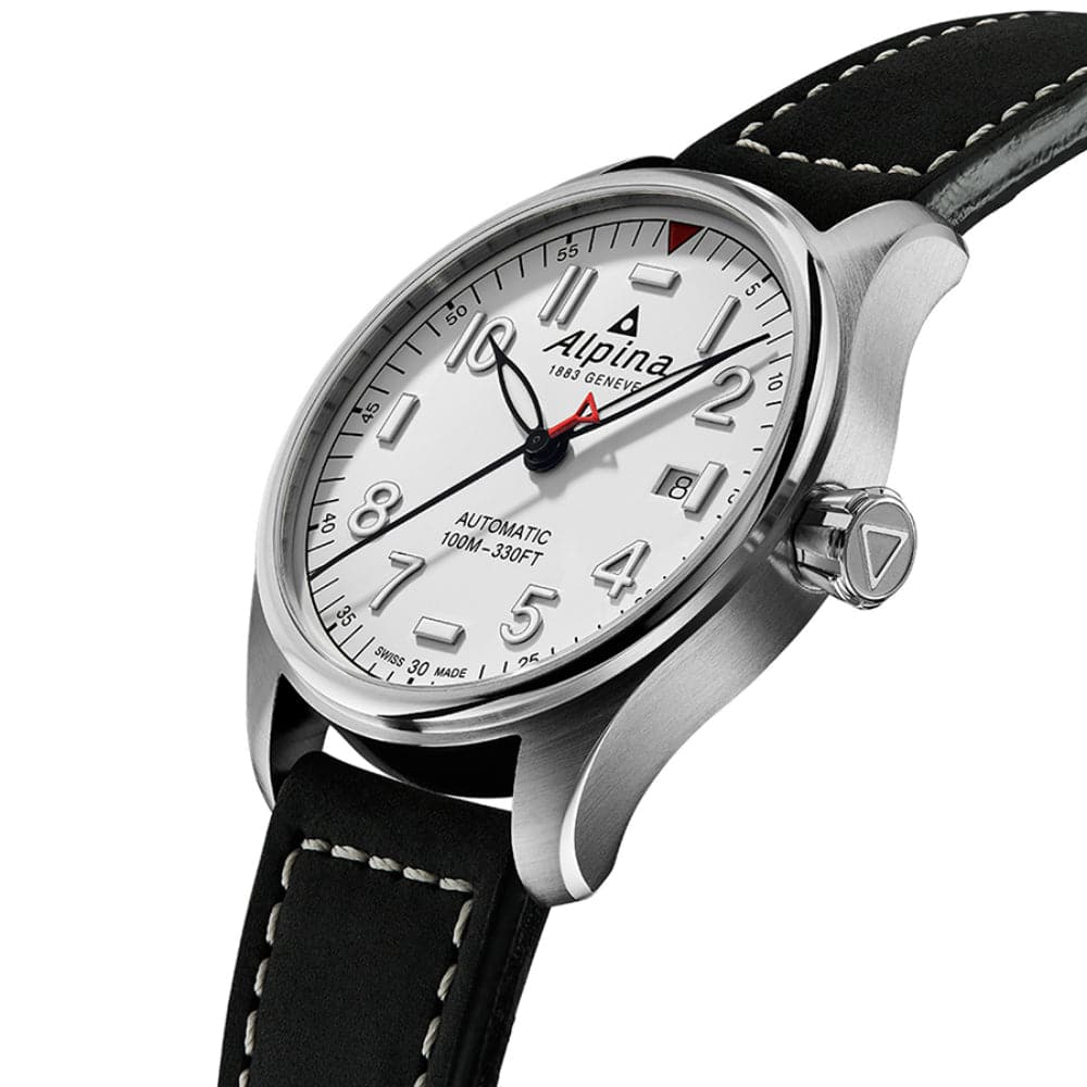 ALPINA STARTIMER AL 525S3S6 Men's Black Leather Strap Watch - Luxury Chronograph for Business, Casual & Formal Occasions