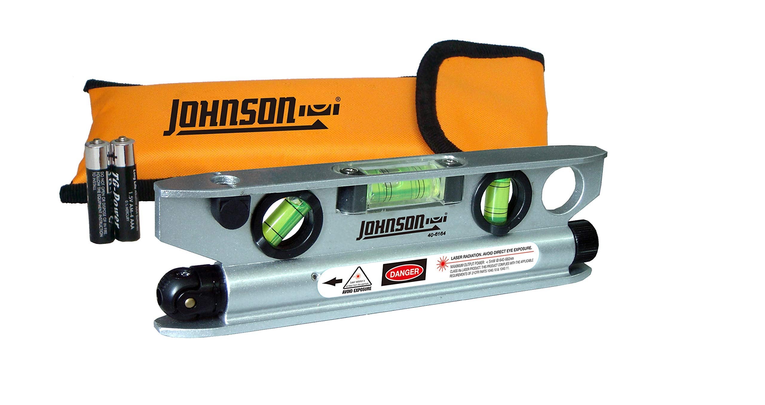 Johnson Level & Tool 40-6164 Magnetic Torpedo Laser Level - 360° Self-Leveling, 1 Laser Beam, Red - Perfect for Construction, Carpentry & DIY Home Projects