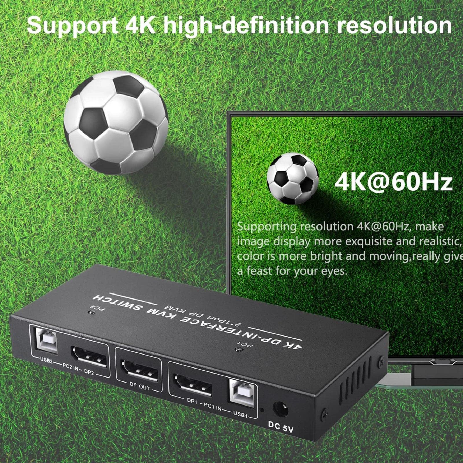 2023 WANSUPYIN 2-in-1 Out 4K HDMI DisplayPort KVM Switch - Dual Monitor Switcher for PC, Mouse, Keyboard & Printer | Perfect for Home Office & Gaming Setup