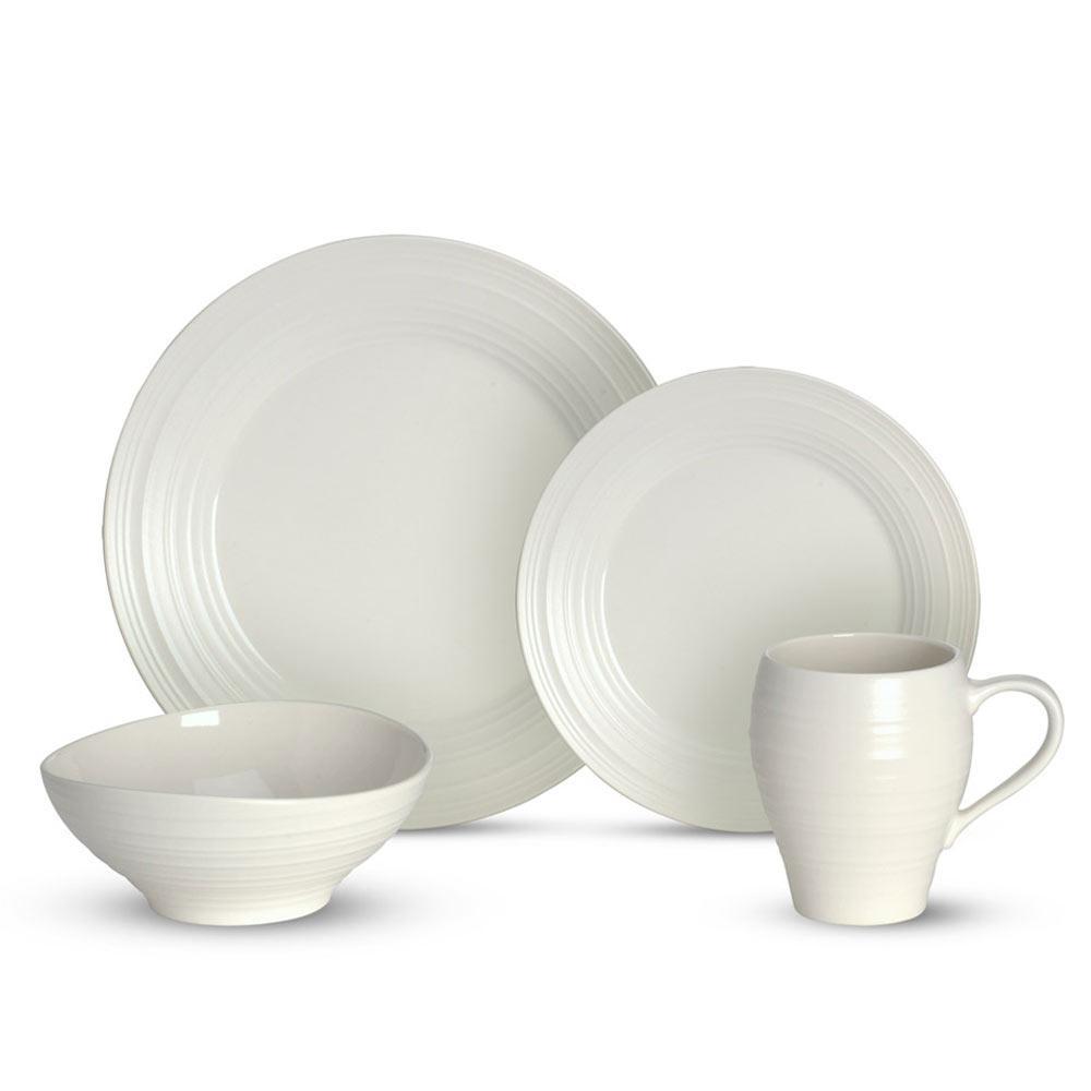 Swirl White 4-Piece Dinner Plate Set - Elegant Porcelain Plates for Formal Dining, Casual Meals & Entertaining | Dishwasher & Microwave Safe
