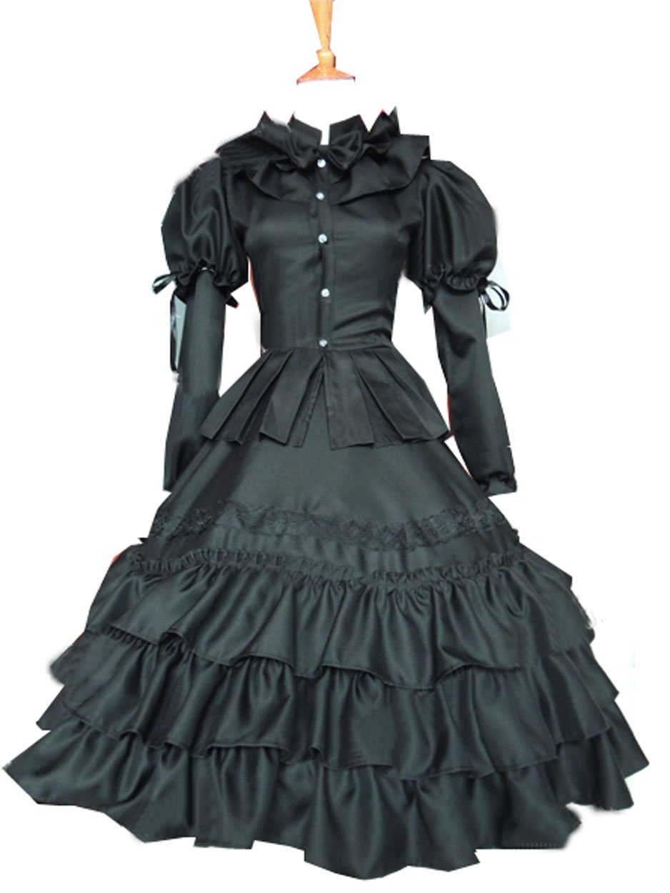 Tokisaki Kurumi Gothic Lolita Black Cosplay Dress - Anime Uniform Outfit for Halloween, Cosplay Events & Themed Parties