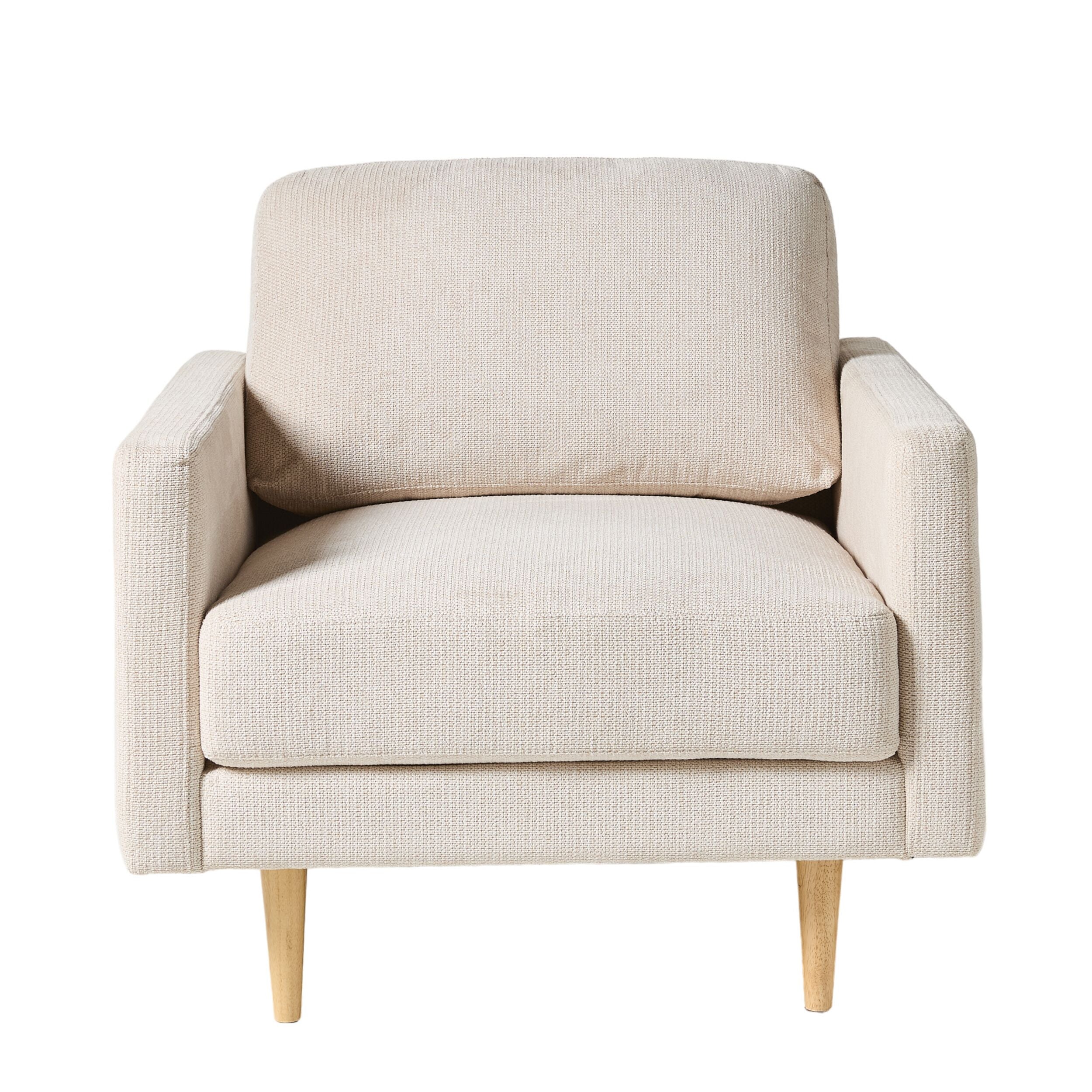 Sorrento Almond Upholstered Armchair by Boden - Modern Living Room Accent Chair for Home & Office Comfort
