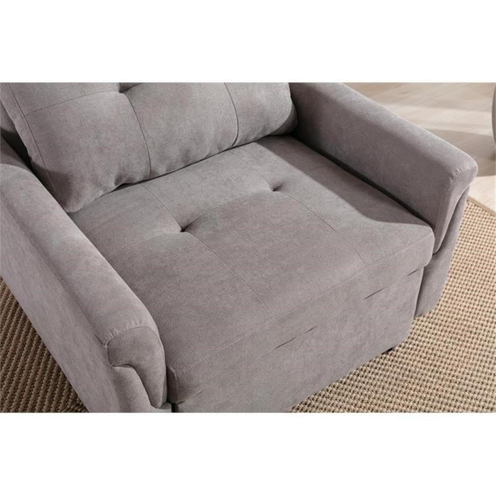 BOWERY HILL Modern Gray Woven Fabric Convertible Armchair - Sleeper Sofa for Living Room, Bedroom & Small Spaces - Perfect for Apartments, Dorms & Guest Rooms