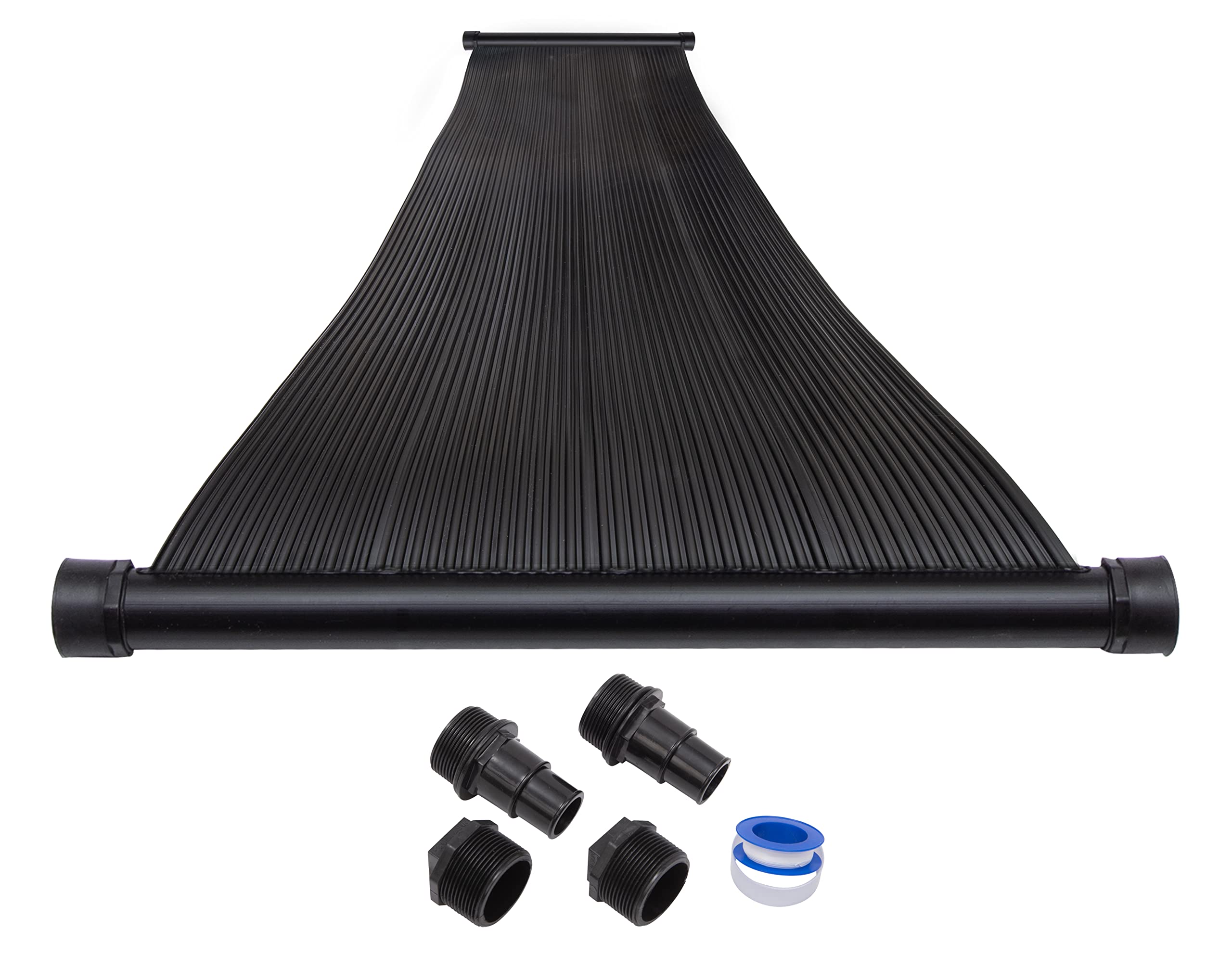 SunQuest Economy Solar Pool Heater Panel - 2ft x 12ft Collector with Hose Adapters - DIY Solar Water Heater for Above Ground & Seasonal Pools - UV Resistant - Perfect for Backyard Swimming Pools, Summer Water Heating & Energy Savings