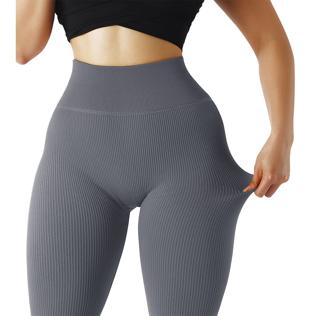 SUUKSESS Women's High Waisted Ribbed Seamless Leggings - Workout Yoga Pants for Gym, Running & Lounge Wear - Comfortable Stretchy Tummy Control Activewear