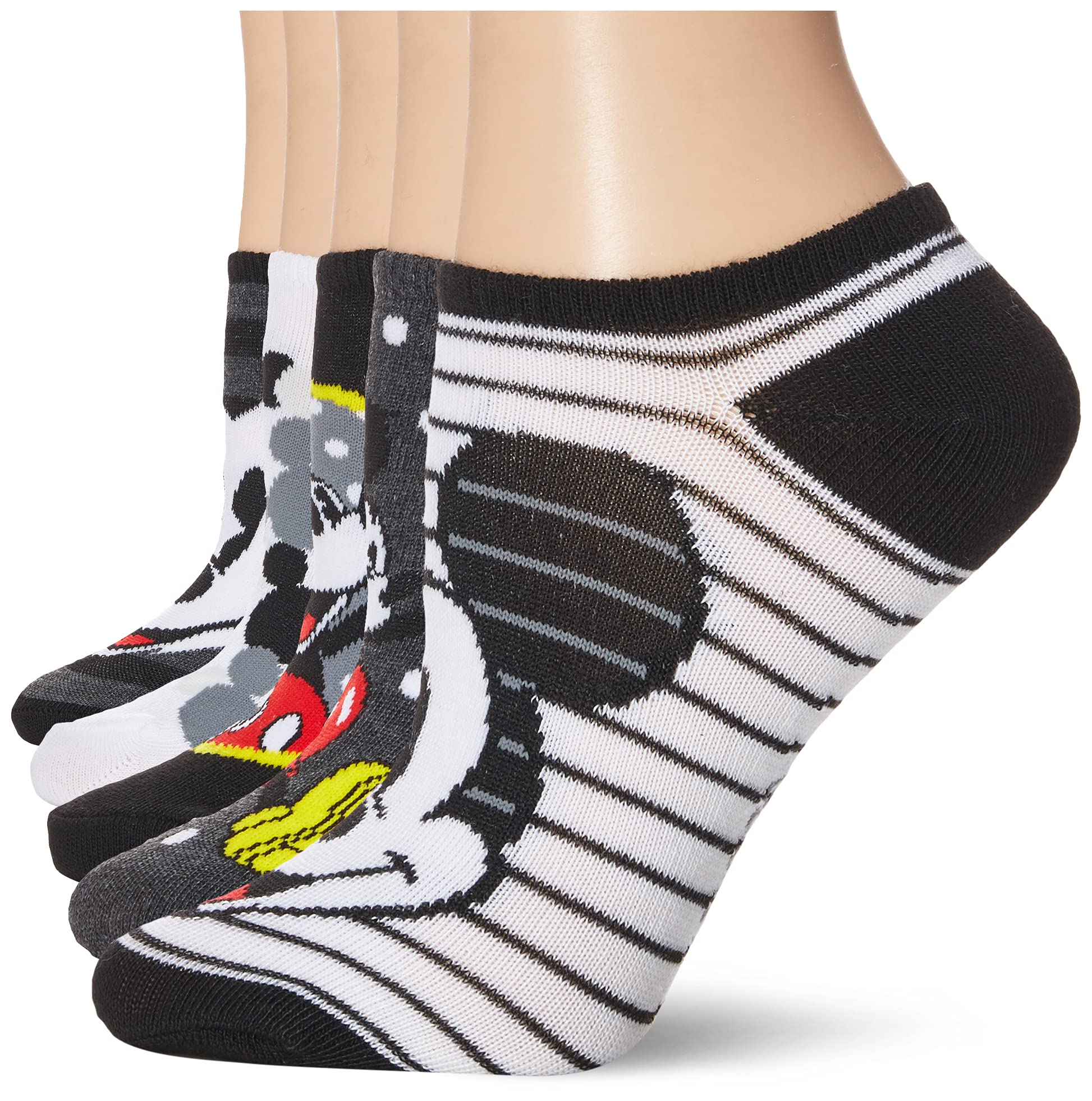 Disney Women's Mickey Mouse 5-Pack No-Show Socks - Cute & Comfortable Low Cut Socks for Sneakers, Flats & Casual Wear