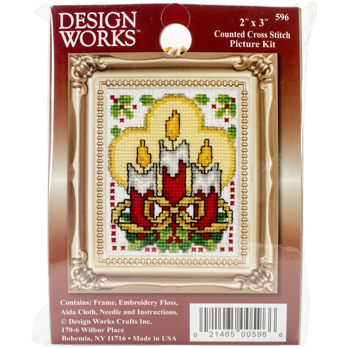 Tobin Candles Ornament Counted Cross Stitch Kit - 2x3 Inch DIY Embroidery Craft for Christmas Decorations | Perfect for Holiday Gifts, Home Decor & Crafting Projects