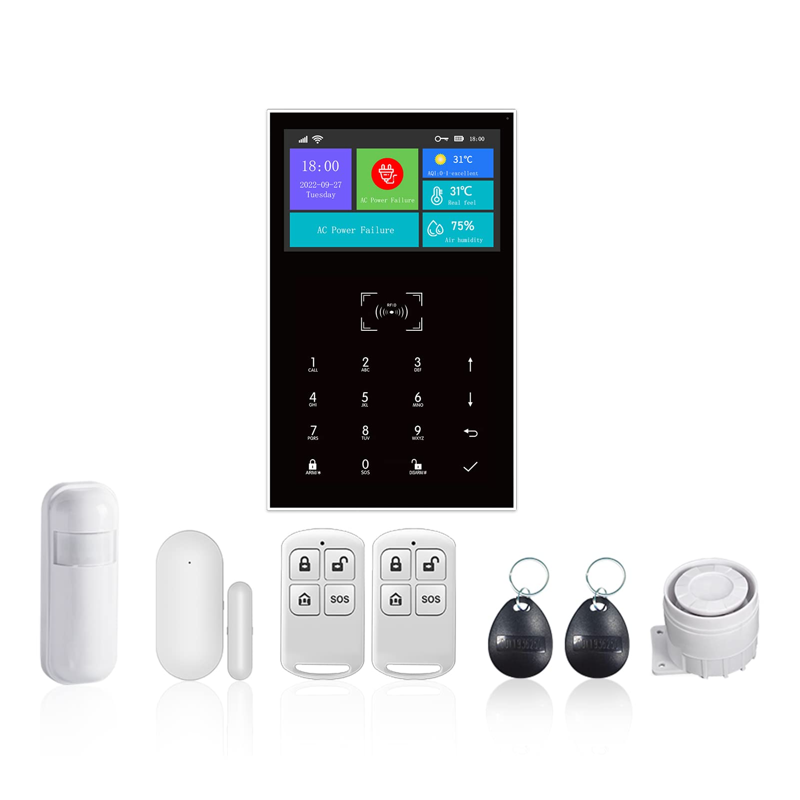 Splenssy All-Touch USB Wireless WiFi GSM RFID Smart Home Security Alarm System with DIY App Control | Burglar Alarm for House, Office & Shop Protection