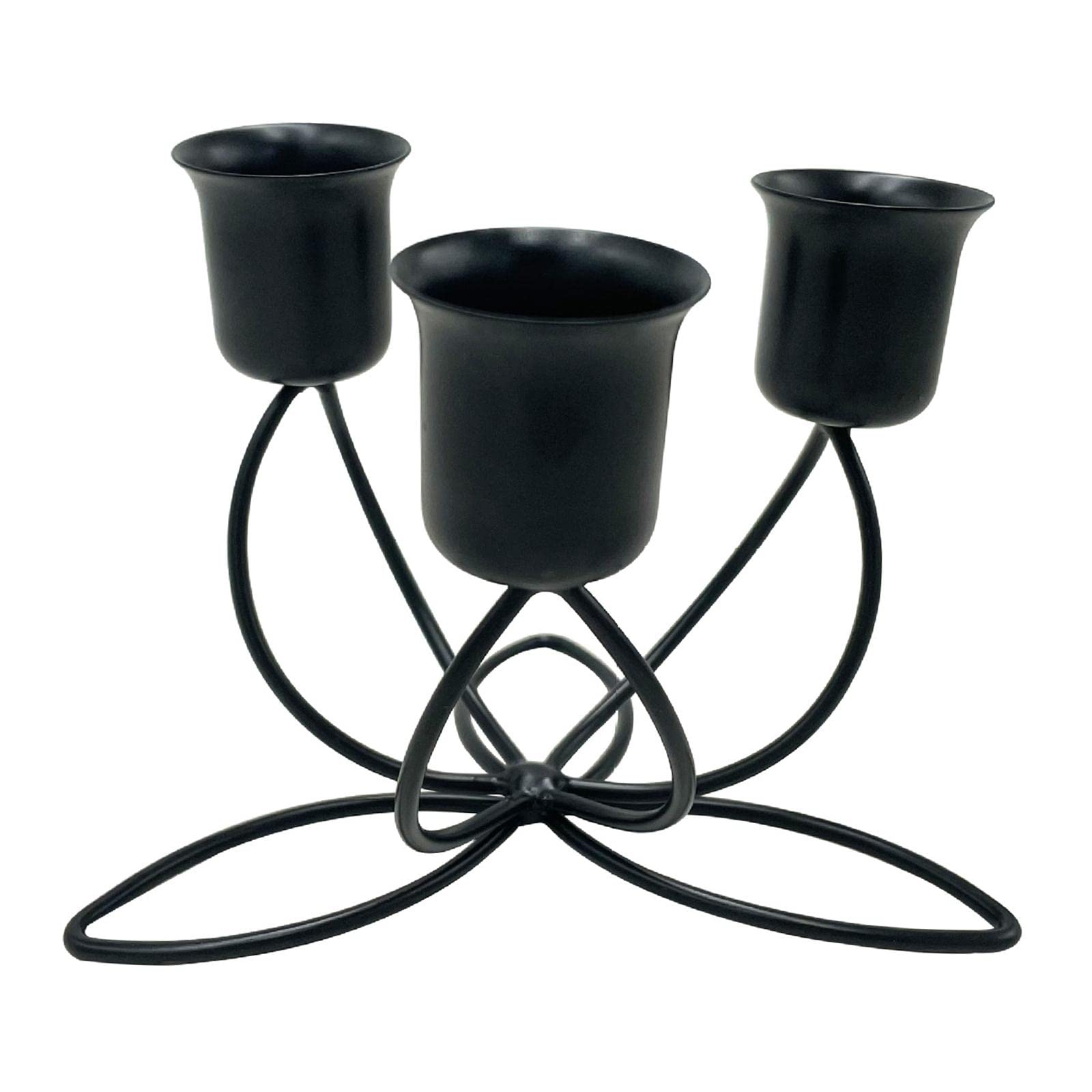 Loensy 3-Head Black Iron Candlestick Stand - Elegant Candelabra Flower Centerpiece for Wedding, Party, Dining Table, Bedroom, Living Room, and Outdoor Garden Decor