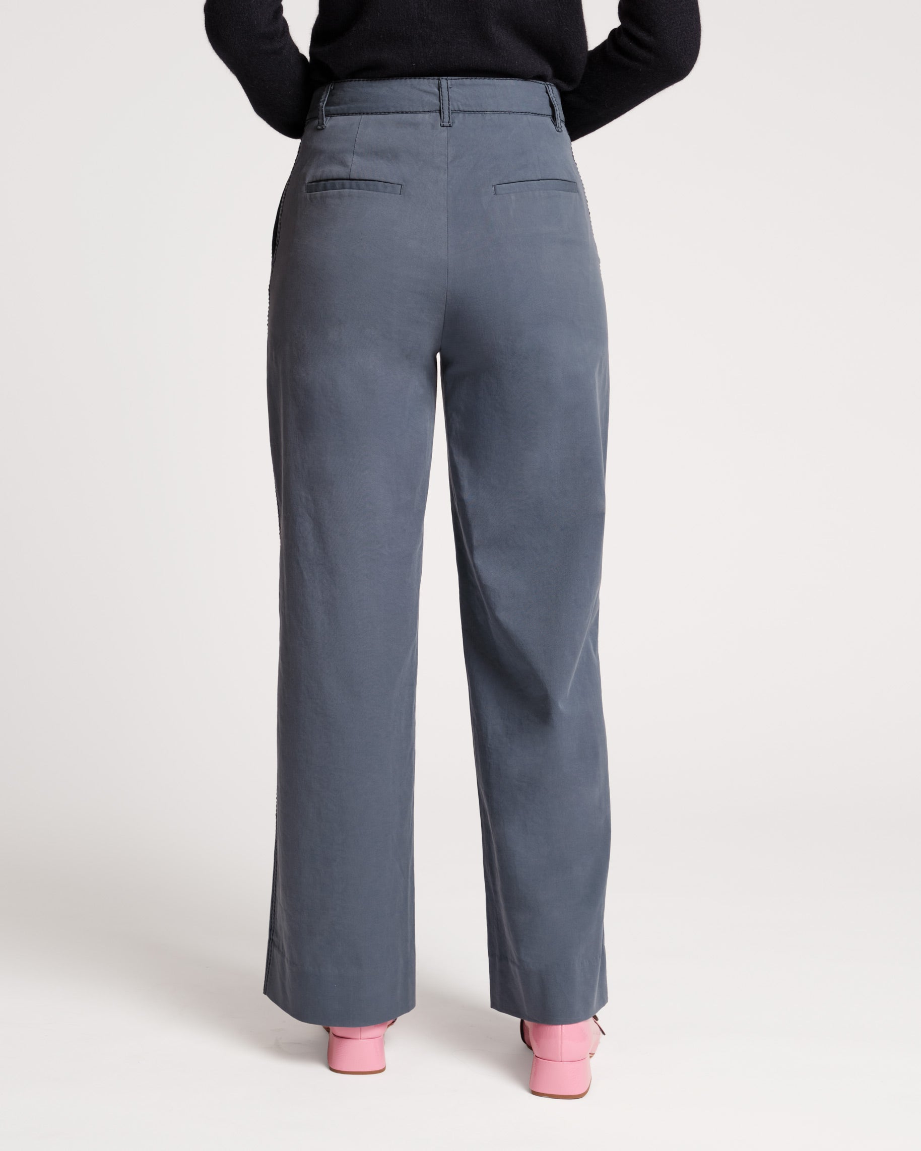 Charlotte Women's Cotton Pant in Navy Blue - Comfortable Casual Pants for Work, Travel & Everyday Wear