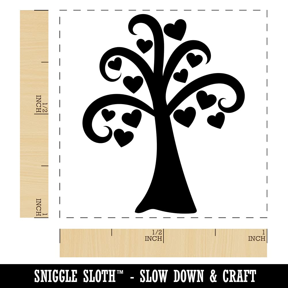 1 Inch Small Heart Tree Valentine's Day Self-Inking Rubber Stamp with Red Ink - Perfect for DIY Greeting Cards, Scrapbooking, Gift Wrapping & Craft Projects