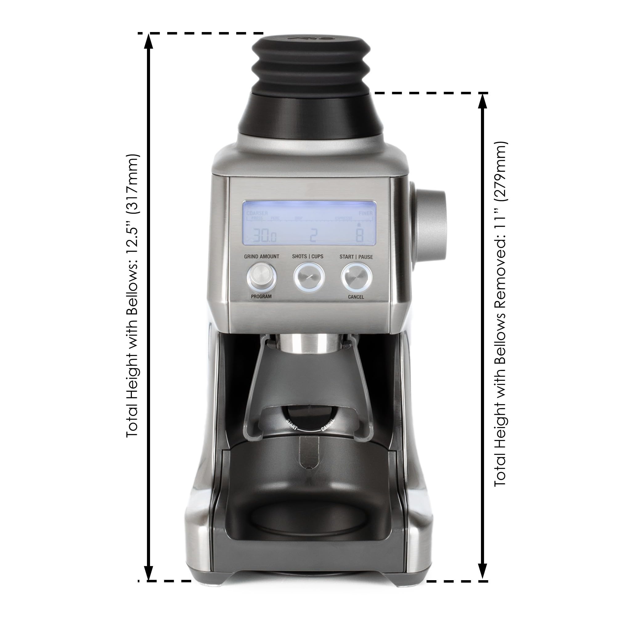 Premium Single Dose Coffee Hopper with Silicone Bellows & Anti-Popcorning Weight - Compatible with Breville Smart Grinder Pro (Black) | Perfect for Home Baristas & Espresso Enthusiasts