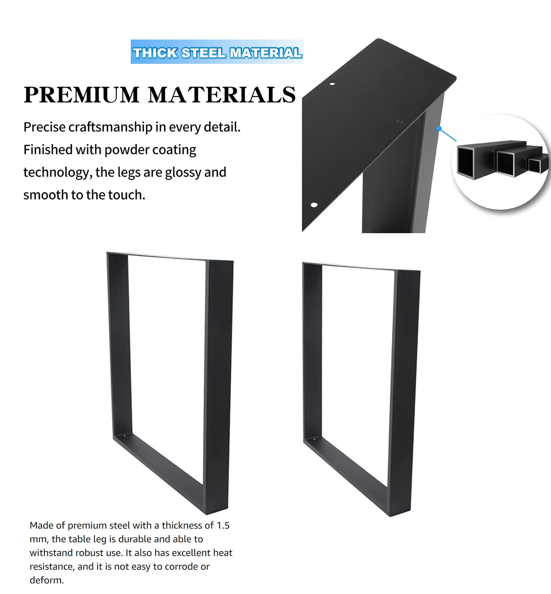 28 Inch Metal Table Legs - Heavy Duty DIY Furniture Legs for Office Desk, Computer Table, Workbench (2 Pack, 28