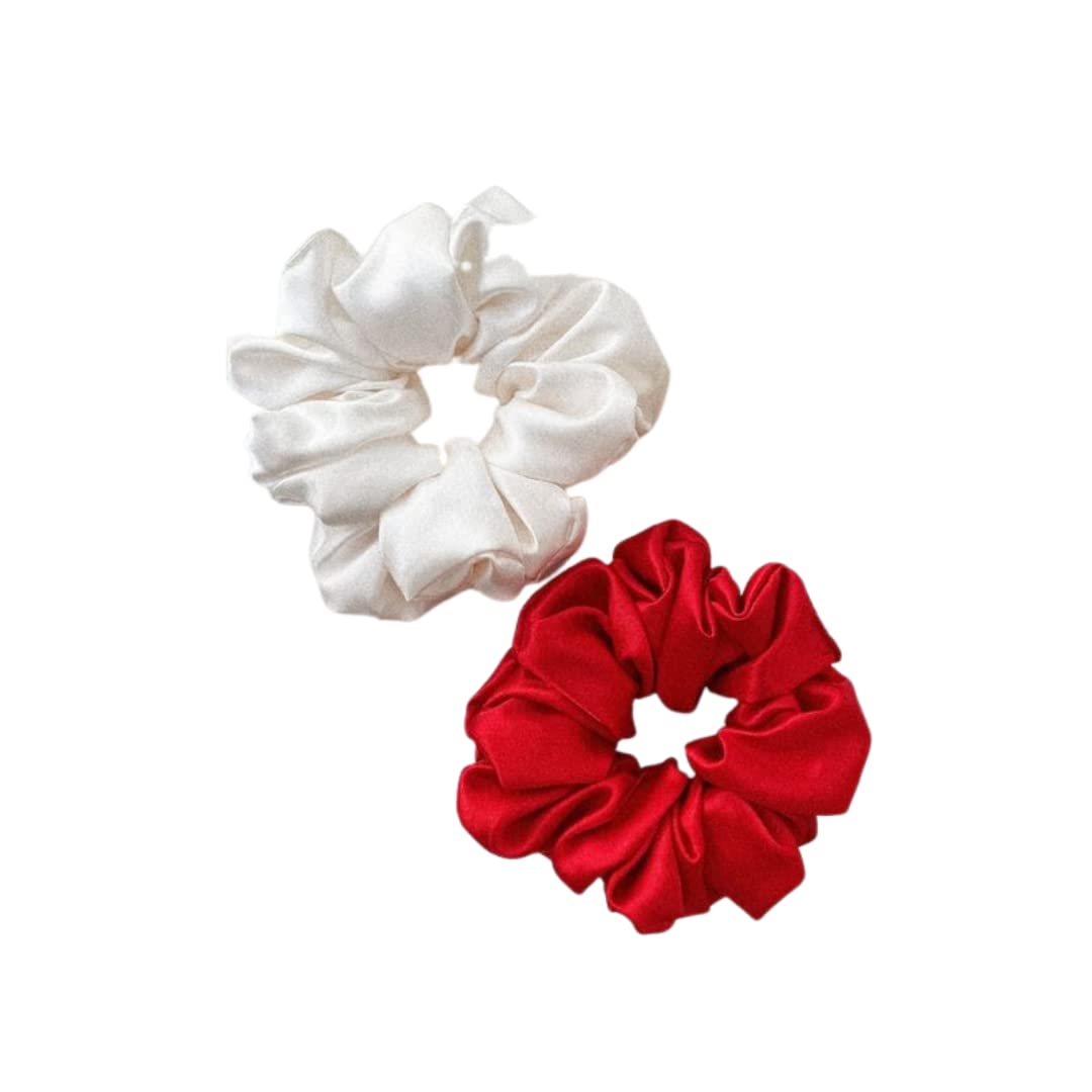 3Pcs XL Extra Large Fluffy Scrunchies for Thick Hair - Satin Silk Hair Ties for Women & Girls | Soft Ponytail Holders, Hair Bands for Less Hair Breakage - Perfect for Work, Gym, and Everyday Styling
