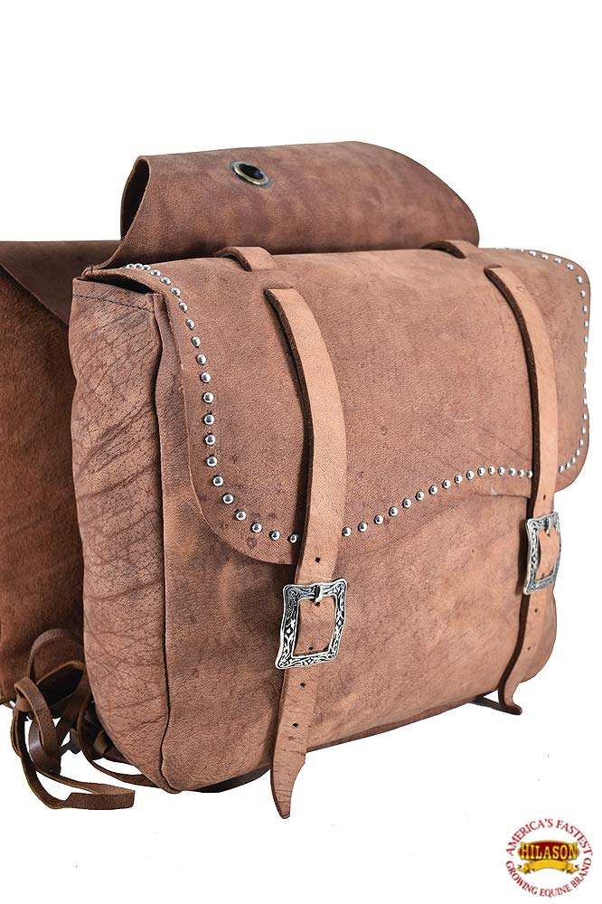 HILASON Soft Leather Horse Saddle Bag Tan | Western Equestrian Saddle Bag with Adjustable Closure | Durable Riding Accessory for Trail Riding & Horse Shows
