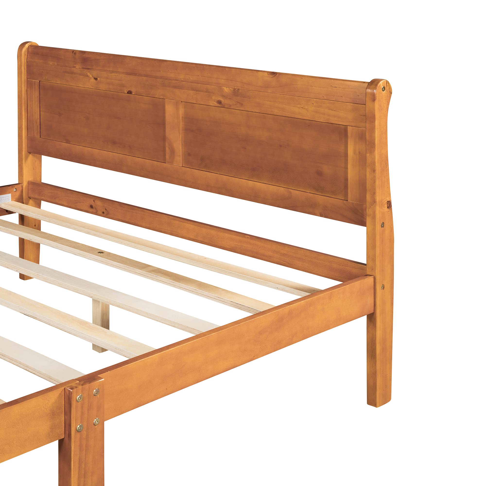 Harper & Bright Designs Full Size Wooden Bed Frame with Headboard and Footboard - Sturdy Platform Bed for Kids, No Box Spring Needed - Solid Oak Construction - Perfect for Boys and Girls Bedrooms, Dorm Rooms, and Guest Rooms