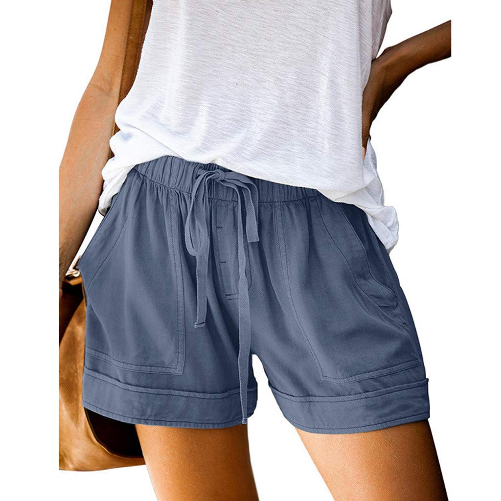 **Hessimy Women's Summer Shorts with Pockets - Comfortable Drawstring Casual Elastic Waist Shorts for Outdoor, Travel & Lounge**