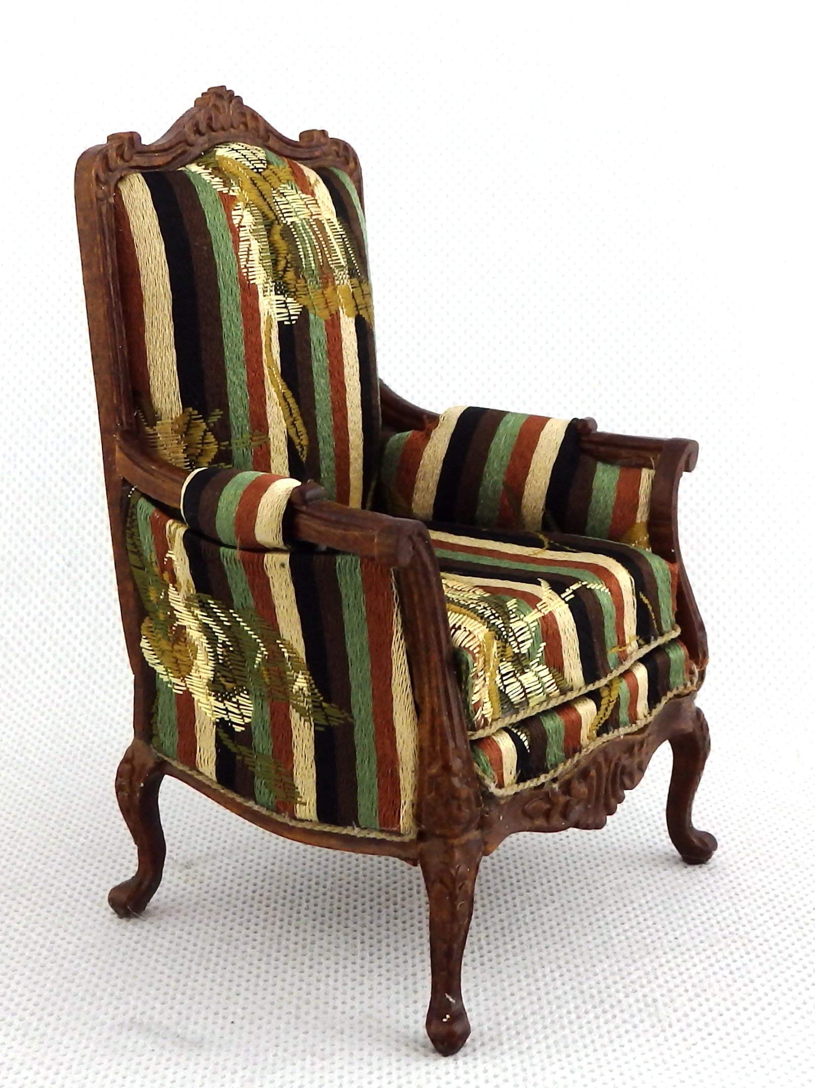 Melody Jane Victorian Dollhouse Miniature Walnut Armchair - High-Quality 1:12 Scale Living Room Furniture for Dollhouse Decor & Collectors