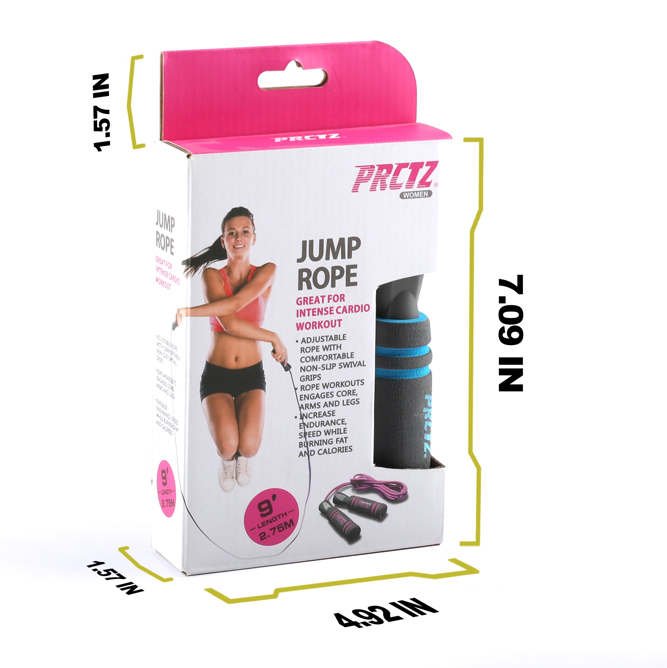 PRCTZ 9ft Adjustable PVC Jump Rope with Comfortable Foam Handles - Perfect for Home Workouts, Gym Training, and Fitness Enthusiasts