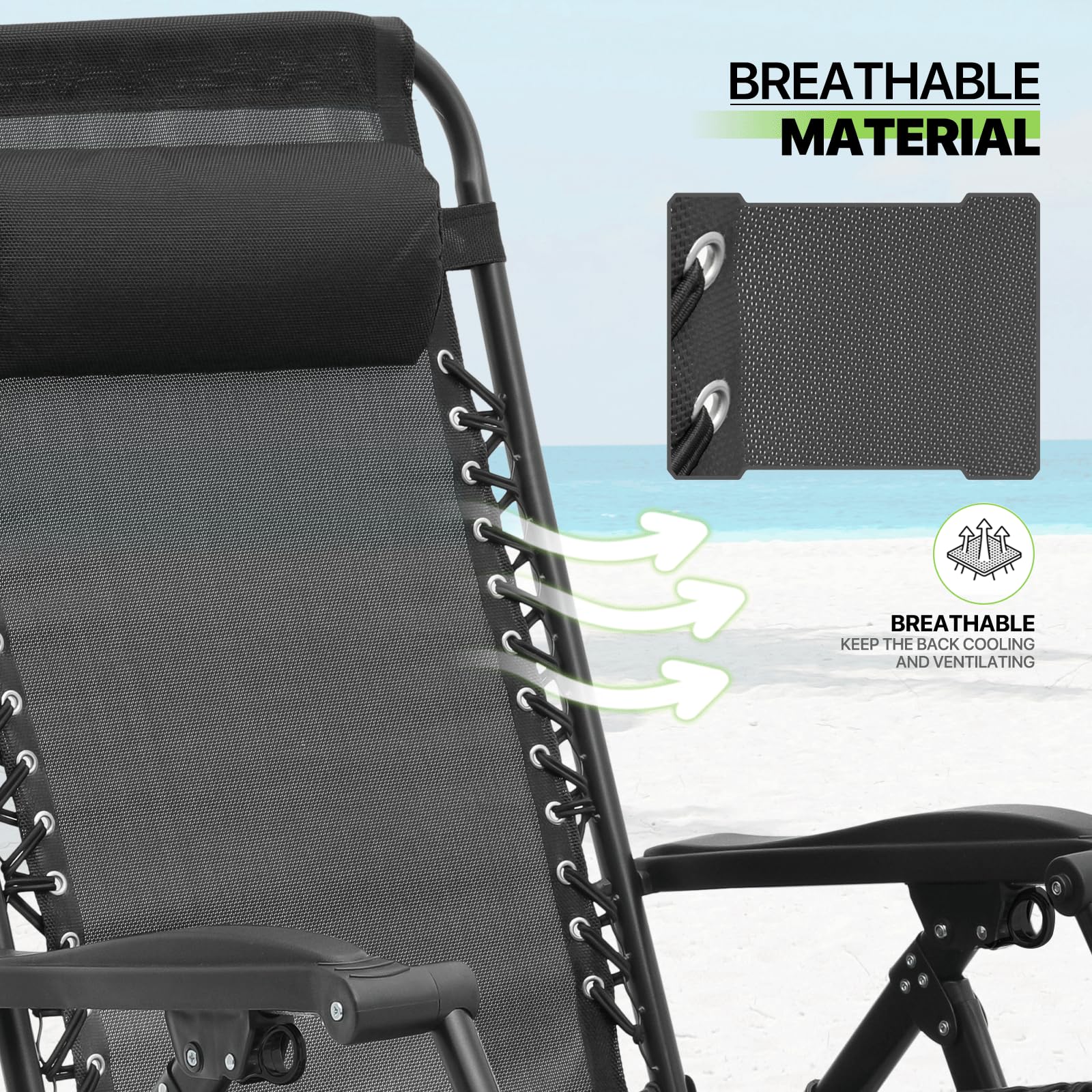 **Magshion Oversized Patio Rocking Chairs Set of 2 - Foldable Zero Gravity Recliner with Adjustable Footrest, 29-Inch, Black - Perfect for Backyard, Poolside & Outdoor Relaxation**
