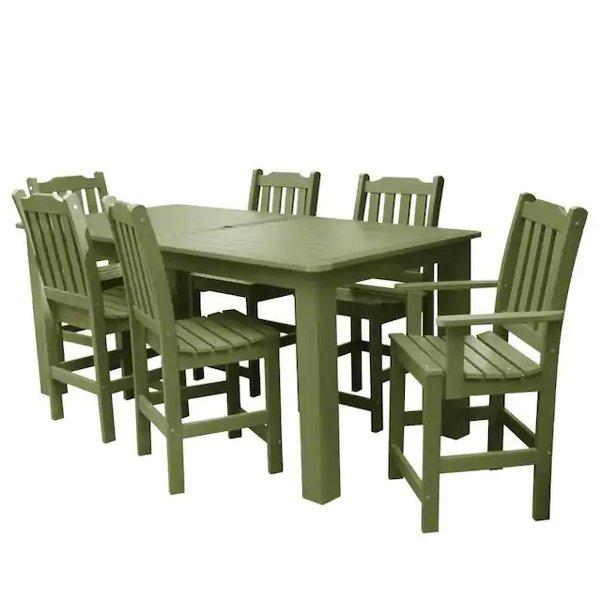 Lehigh 7-Piece Rectangular Counter Height Outdoor Dining Set - Patio, Garden, Backyard Furniture for Dining & Entertaining
