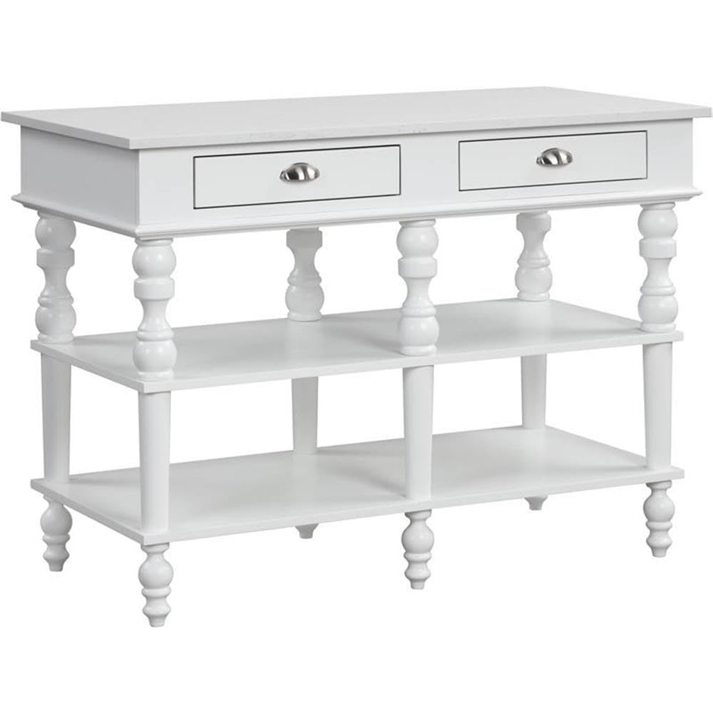 Acme Rorratt Kitchen Island with Marble Top & White Finish - Perfect for Small Kitchens, Breakfast Bars & Food Prep Areas