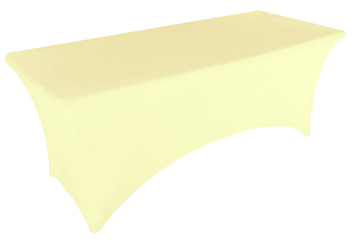 6ft Ivory Stretch Tablecloth for Folding Tables - Party & Wedding Decor