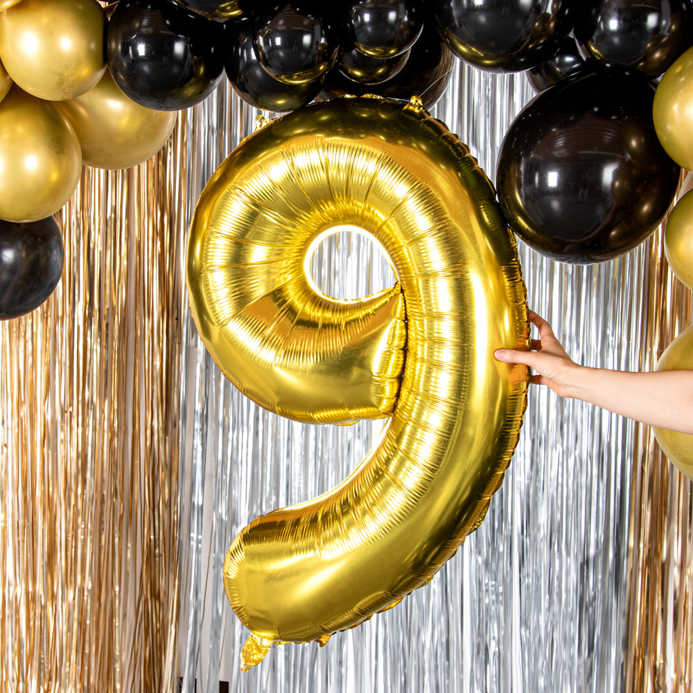 Balloonify Gold Mylar Number 9 Balloon - 40 Inch Large Foil Balloon for Birthday Parties, Anniversaries & Celebrations (1 Count Box)