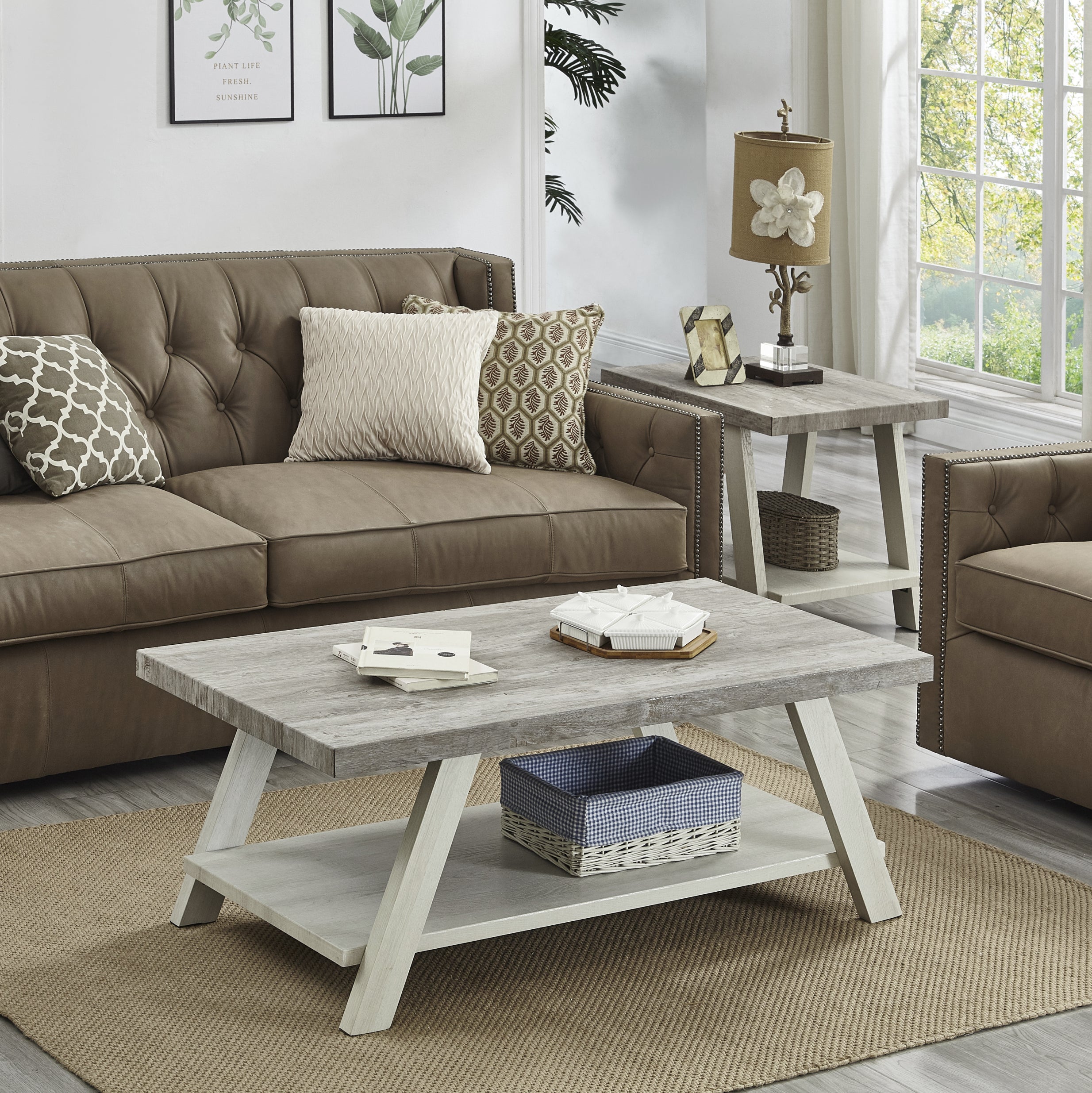 Roundhill Furniture Athens Contemporary 3-Piece Coffee Table Set with Storage - Modern Living Room Furniture for Small Spaces, Home Decor & Organization