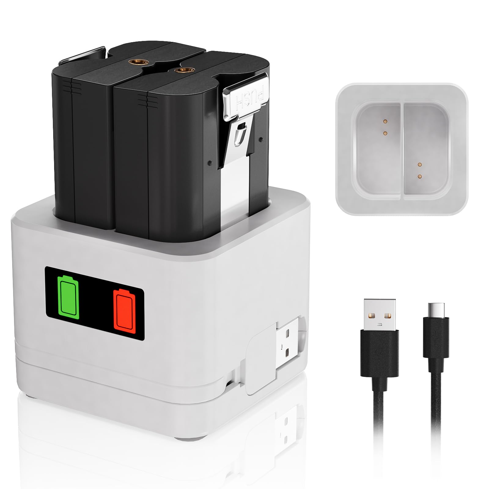 2 Pack Rechargeable Ring Battery with Charger Station - 6040mAh Li-ion Replacement Batteries for Ring Doorbell Camera 2/3/4, Spotlight Cam & Stick Up Cam - LED Indicator Light | Perfect for Home Security & Smart Doorbell Systems
