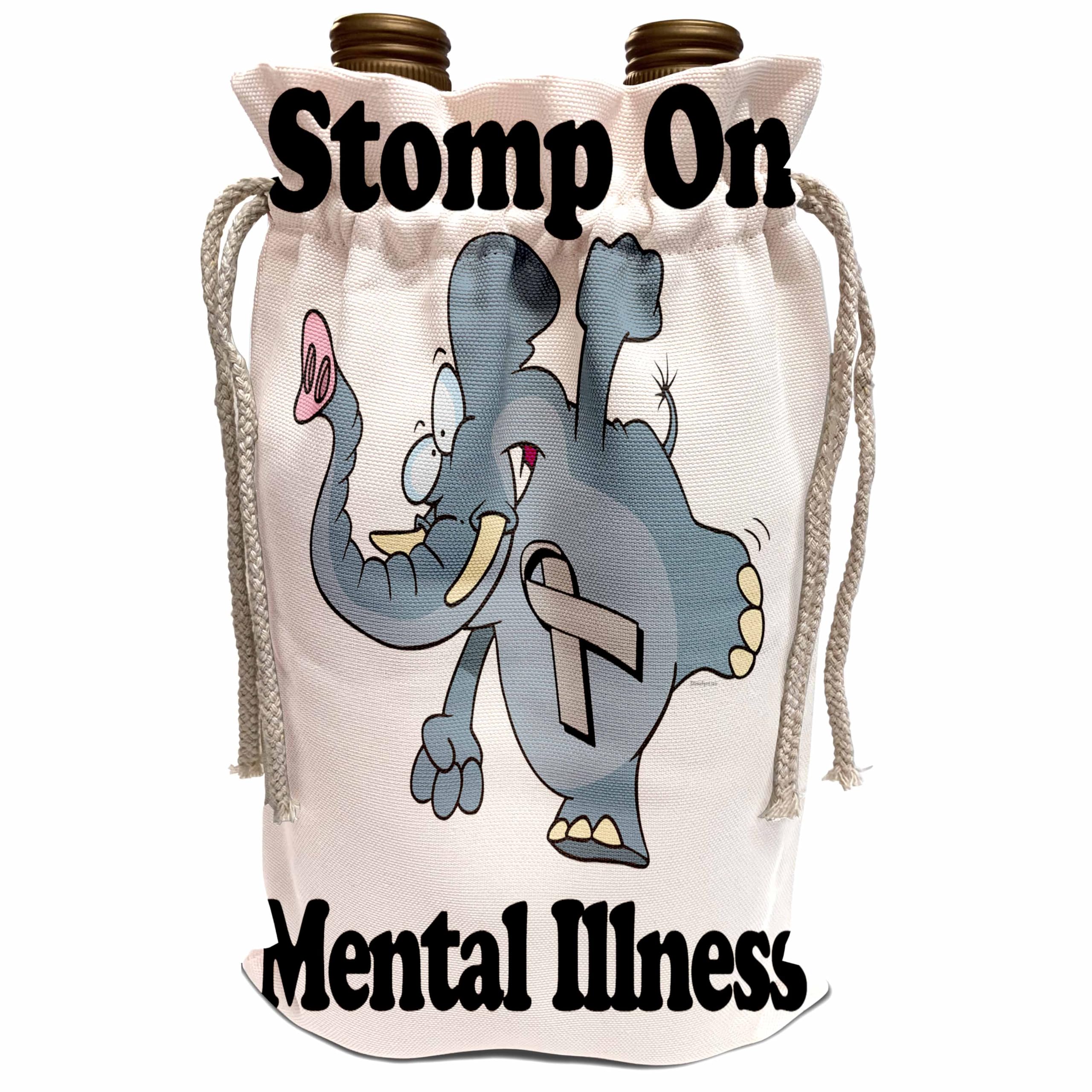 Wine Gift Bag with Elephant Design - Mental Illness Awareness Ribbon Cause - Perfect for Charity Events, Fundraisers & Support Group Gifts