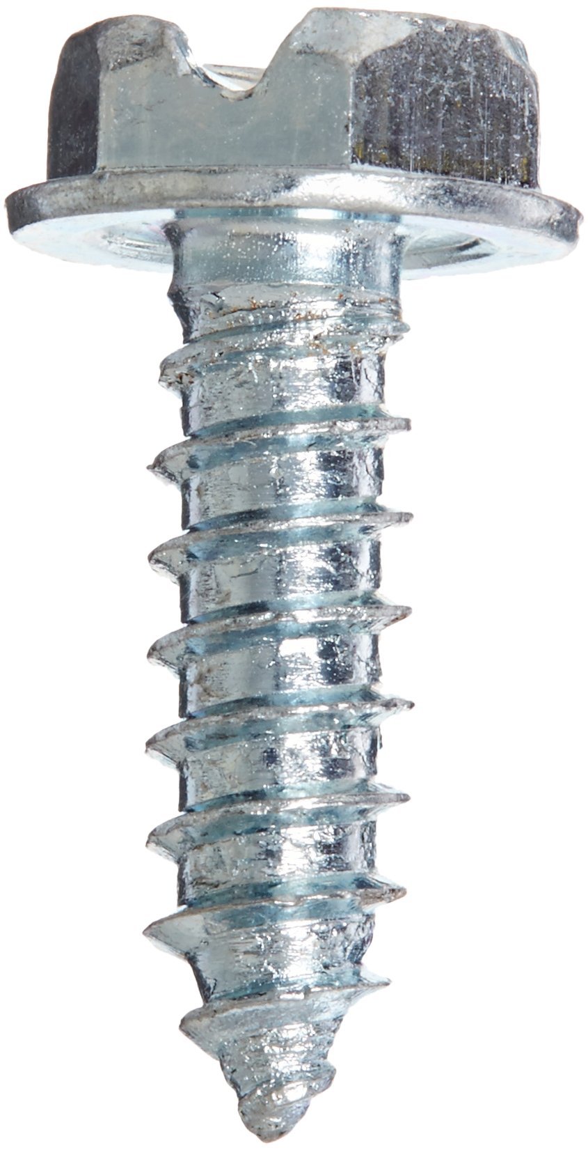 Small Parts 1010ABSW Zinc Plated Steel Sheet Metal Screws, Hex Washer Head, Slotted Drive, Type AB, #10-16 Thread, 5/8